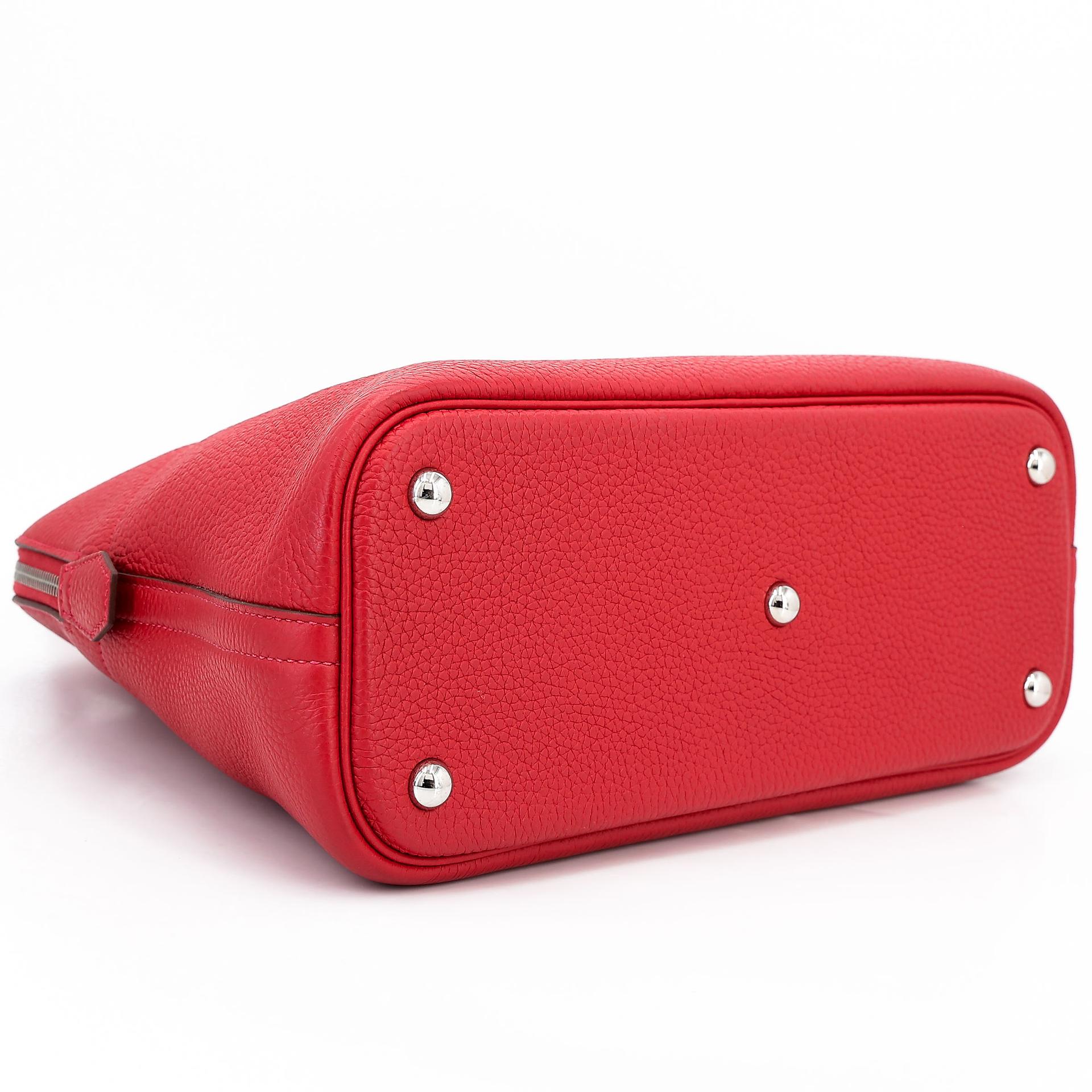 A美品  HERMÈS 愛馬仕  Bolide 31 Q5 國旗紅 Rouge Casaque Clemence小牛皮 銀扣 A刻 2017年 - 9