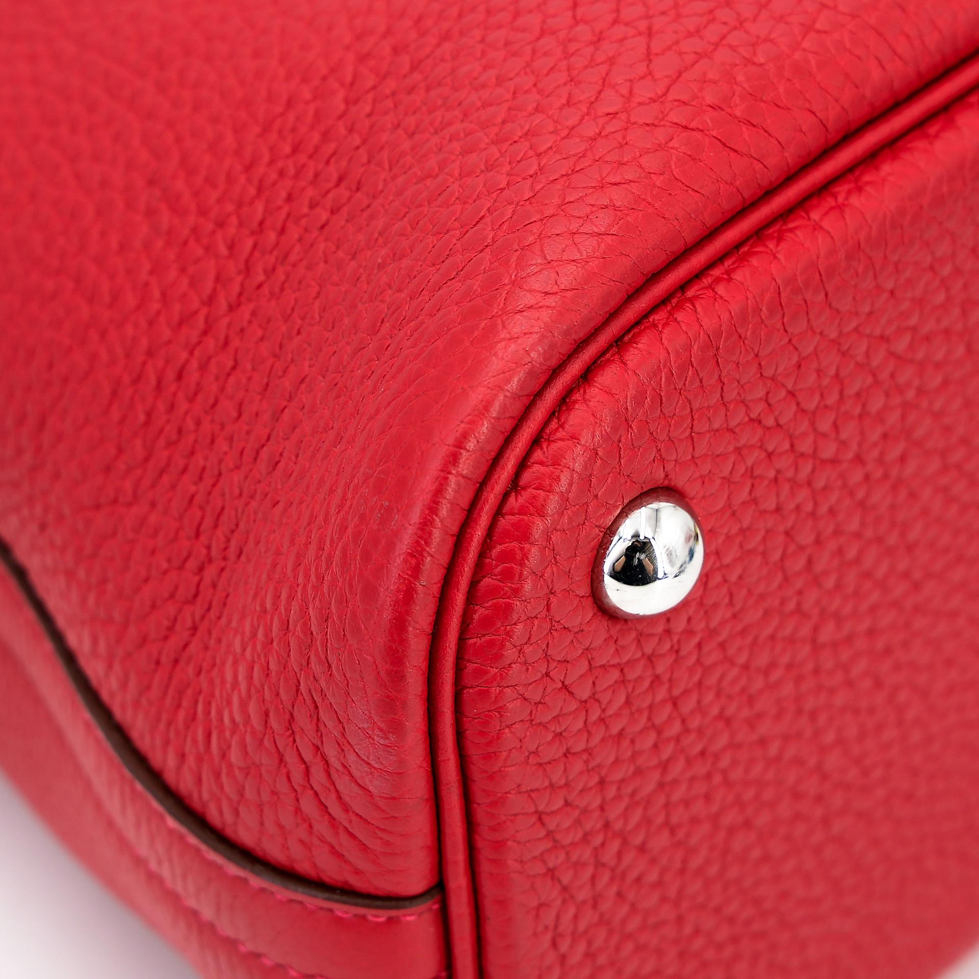A美品  HERMÈS 愛馬仕  Bolide 31 Q5 國旗紅 Rouge Casaque Clemence小牛皮 銀扣 A刻 2017年 - 13
