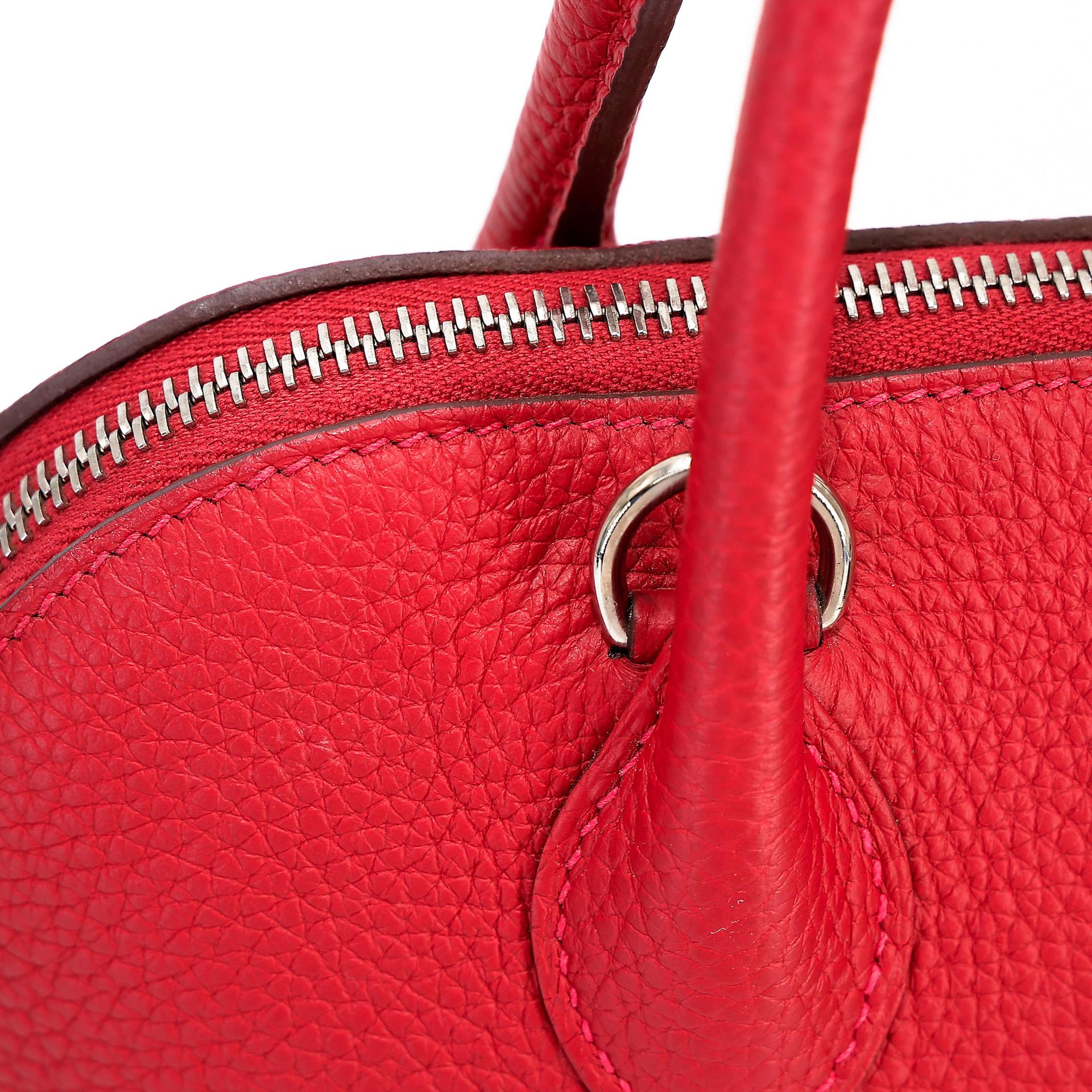 A美品  HERMÈS 愛馬仕  Bolide 31 Q5 國旗紅 Rouge Casaque Clemence小牛皮 銀扣 A刻 2017年 - 14