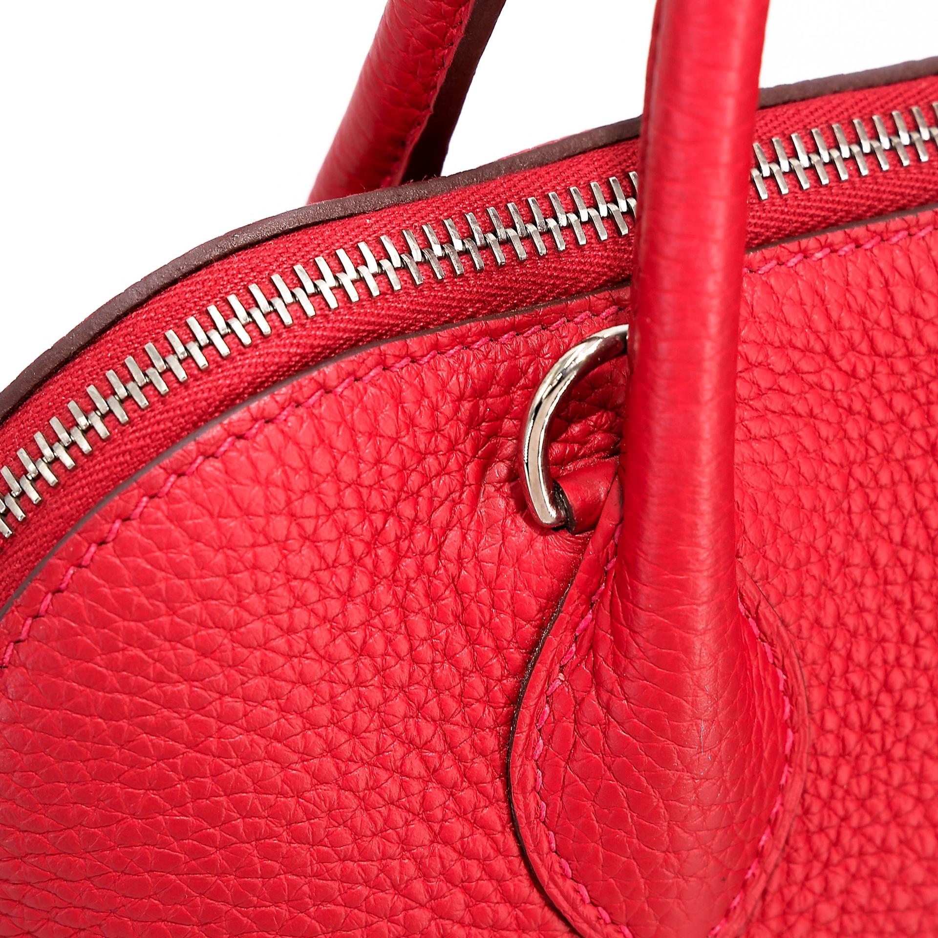 A美品  HERMÈS 愛馬仕  Bolide 31 Q5 國旗紅 Rouge Casaque Clemence小牛皮 銀扣 A刻 2017年 - 15