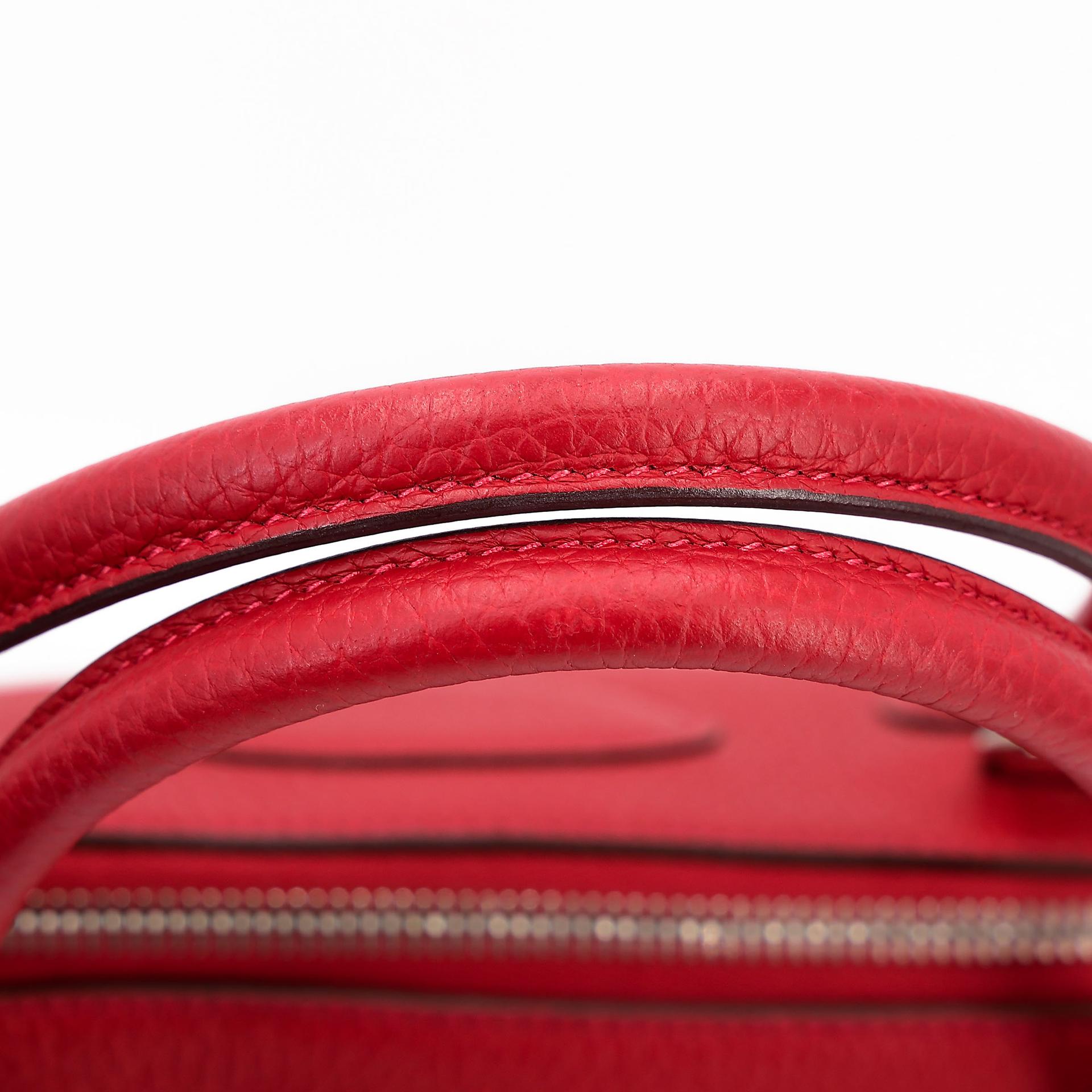 A美品  HERMÈS 愛馬仕  Bolide 31 Q5 國旗紅 Rouge Casaque Clemence小牛皮 銀扣 A刻 2017年 - 16