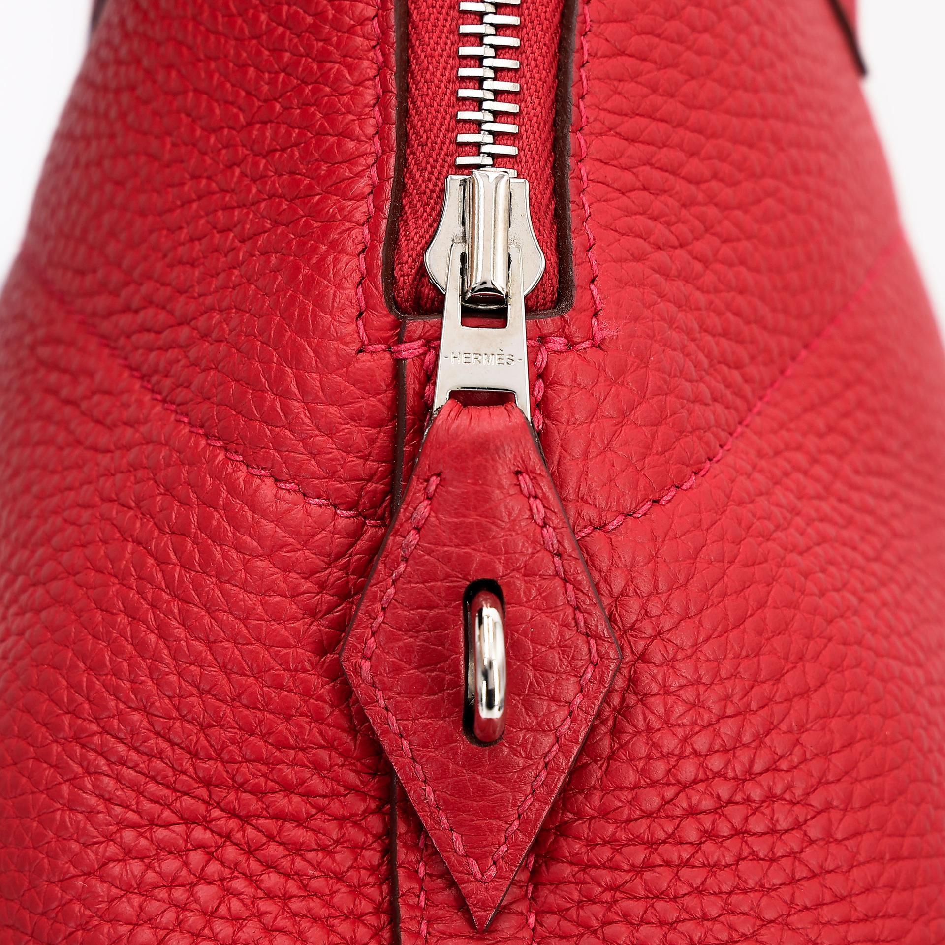 A美品  HERMÈS 愛馬仕  Bolide 31 Q5 國旗紅 Rouge Casaque Clemence小牛皮 銀扣 A刻 2017年 - 19