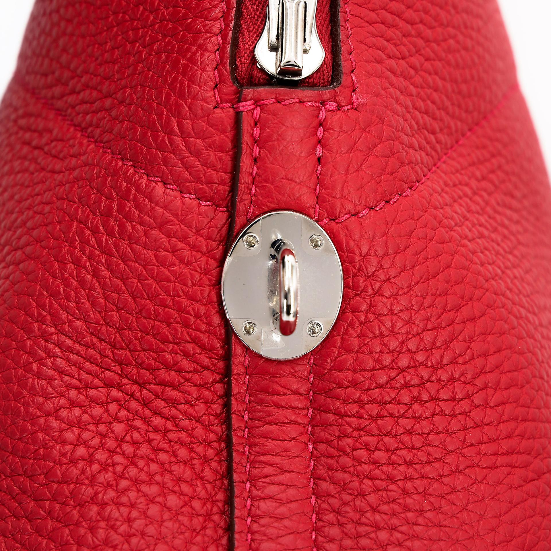 A美品  HERMÈS 愛馬仕  Bolide 31 Q5 國旗紅 Rouge Casaque Clemence小牛皮 銀扣 A刻 2017年 - 21