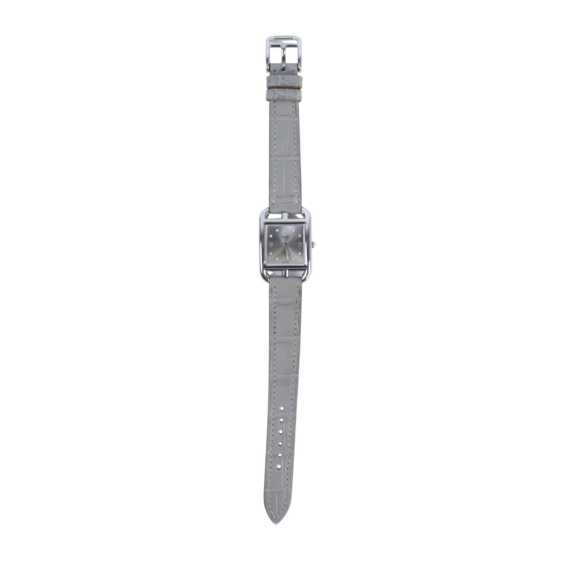 Unused ( Rank NS ) HERMÈS Watch Cape Cod 31mm Gris Ciment (0V) Alligator Palladium hardware - 1