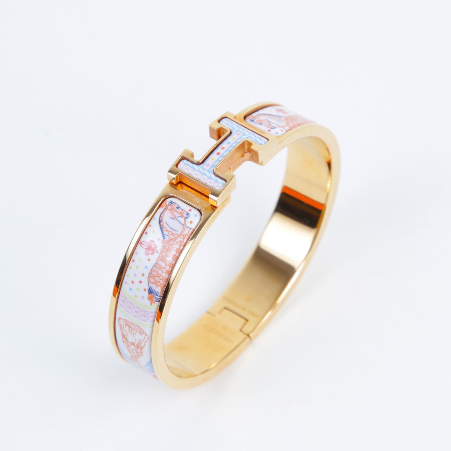 Very Good ( Rank A)  HERMÈS  Clic H PM bracelet Multi-color Enamel Gold hardware - 3