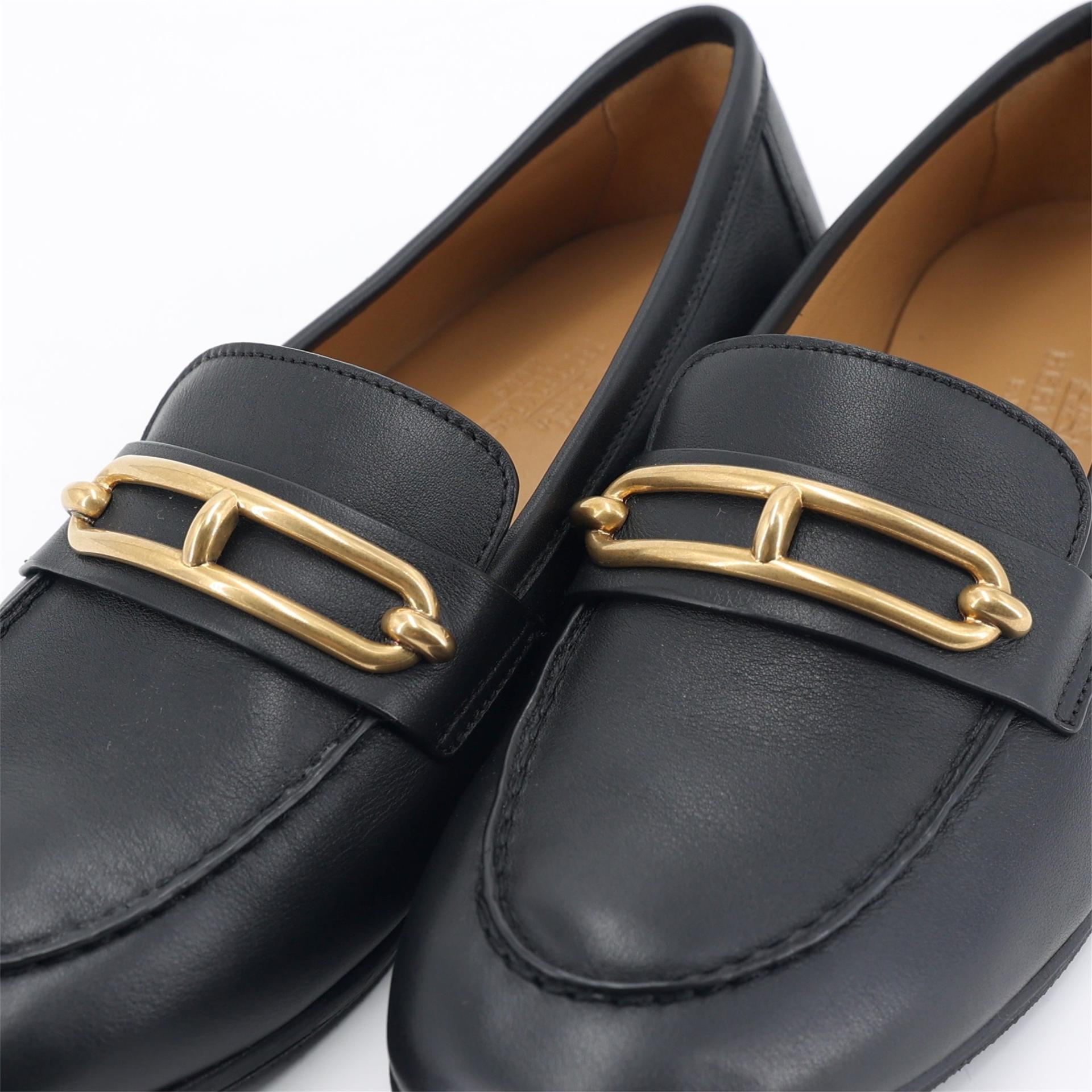 Brand New ( Rank N ) HERMÈS Colette Loafer  Noir (89) Lambskin Gold hardware - 5