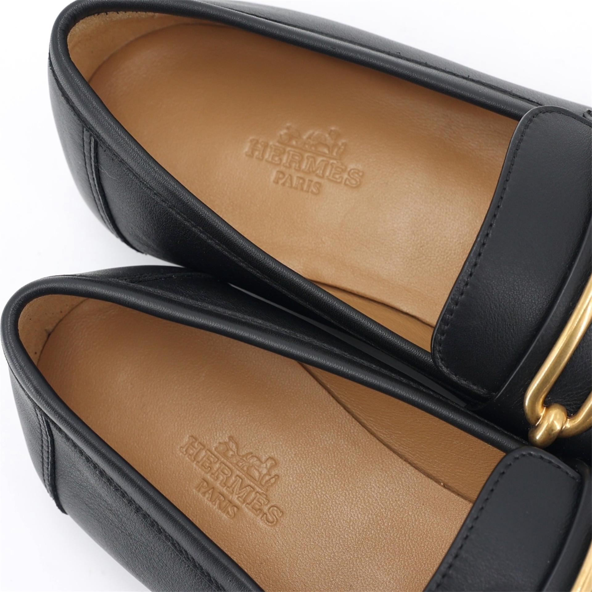Brand New ( Rank N ) HERMÈS Colette Loafer  Noir (89) Lambskin Gold hardware - 6