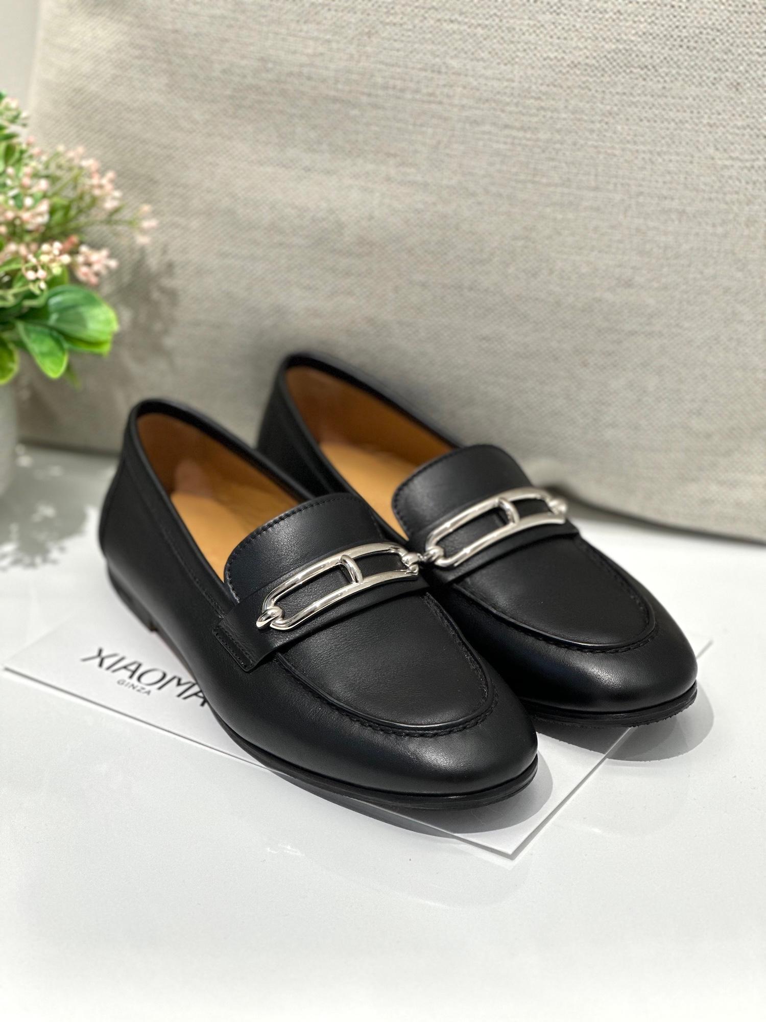 Brand New ( Rank N ) HERMÈS Colette Loafer  Noir (89) Lambskin Palladium hardware - 3