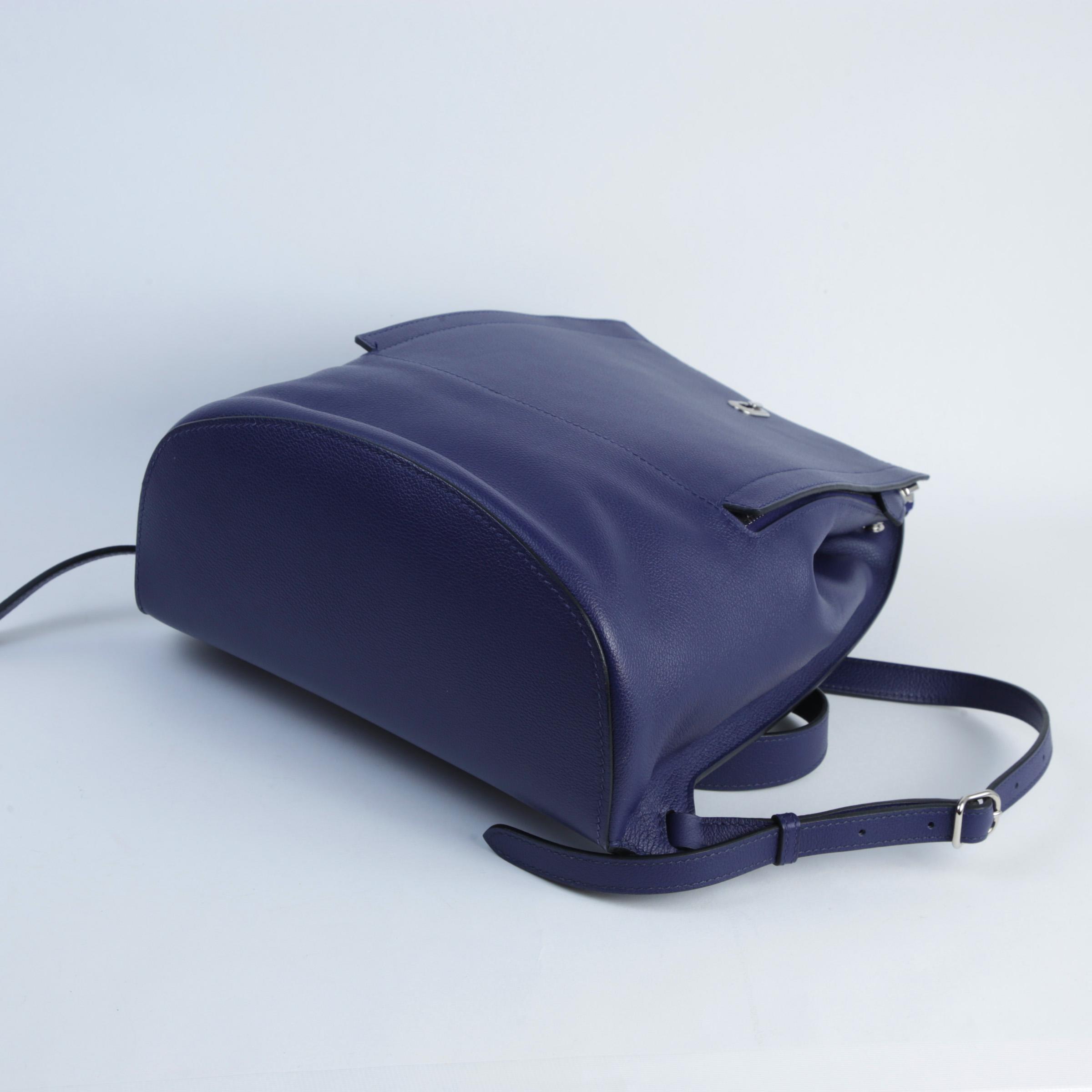 Very Good ( Rank A) HERMÈS Sac A Dos GR24 Bleu Encre (M3) Evergrain Palladium hardware D (2019) - 4