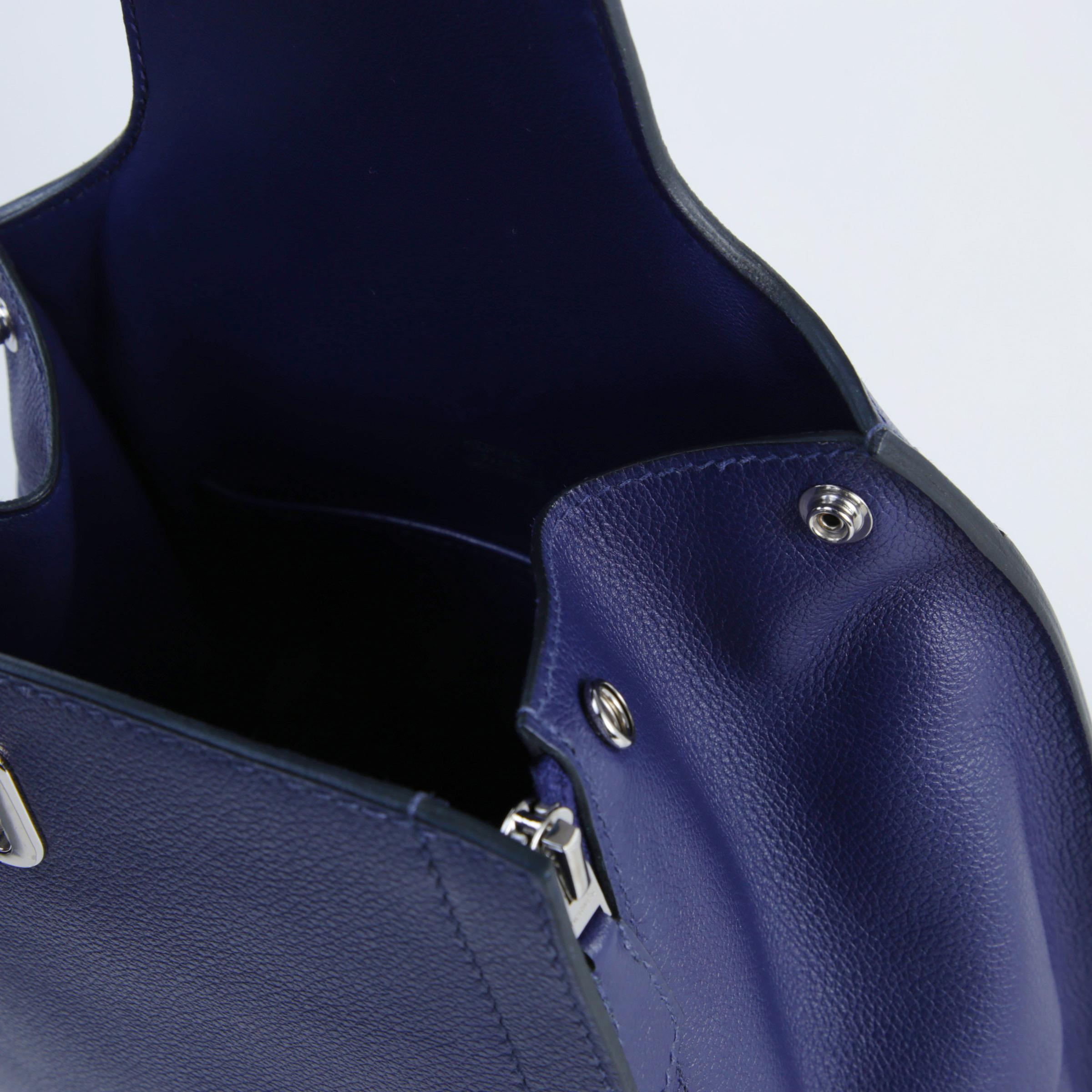 Very Good ( Rank A) HERMÈS Sac A Dos GR24 Bleu Encre (M3) Evergrain Palladium hardware D (2019) - 8