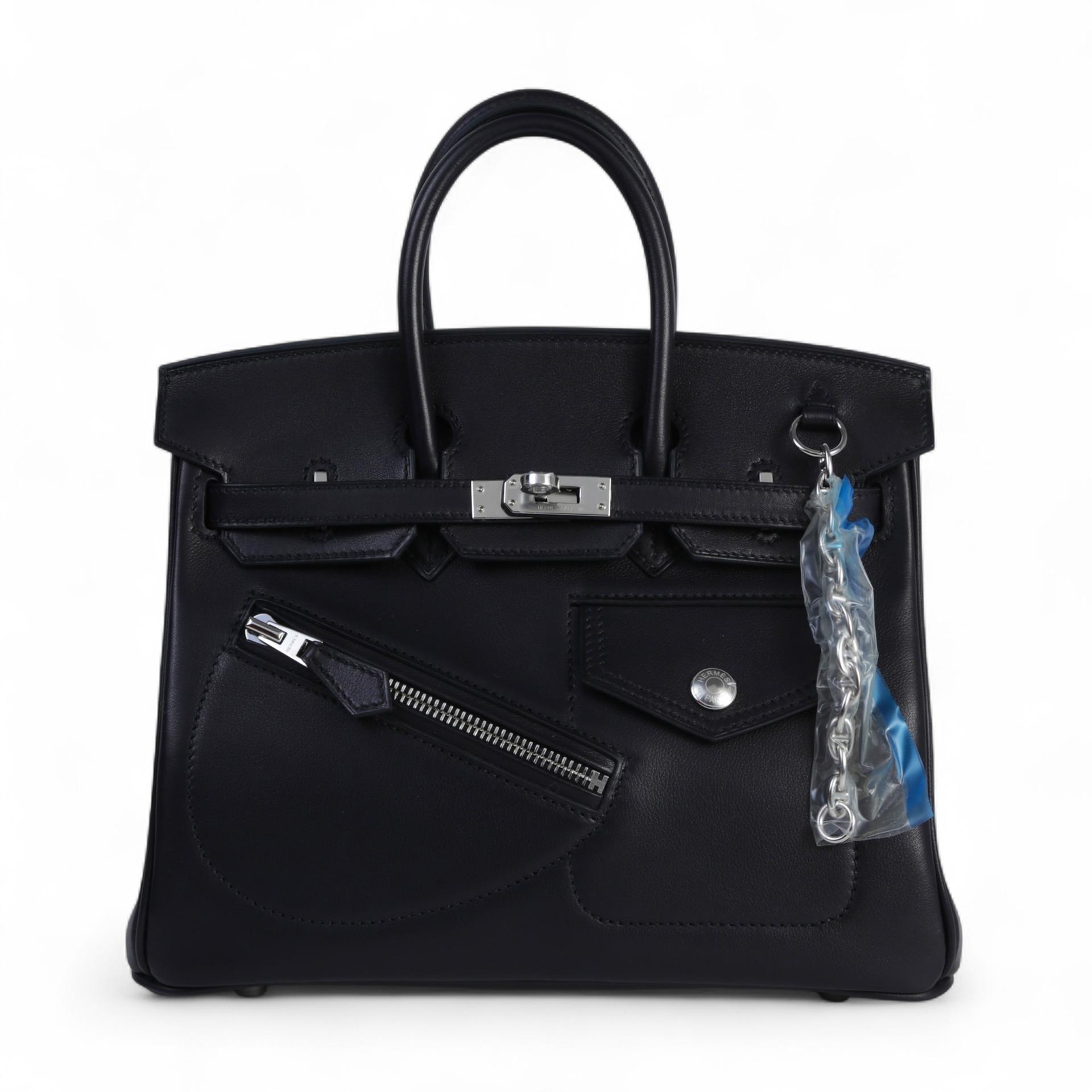 Brand New ( Rank N ) HERMÈS Limited Edition Birkin 25 Rock Noir (89) Volupto calfskin Palladium hardware W (2024) - 1