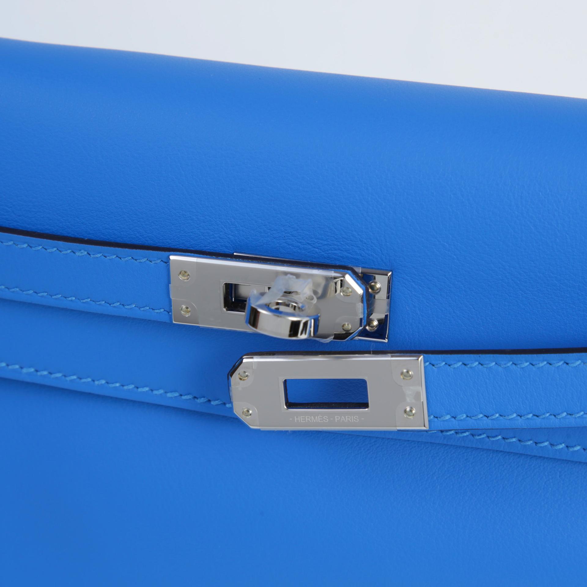 Brand New ( Rank N ) HERMÈS Kelly Danse Bleu Hydra (T7) Swift Palladium hardware K (2025) - 7