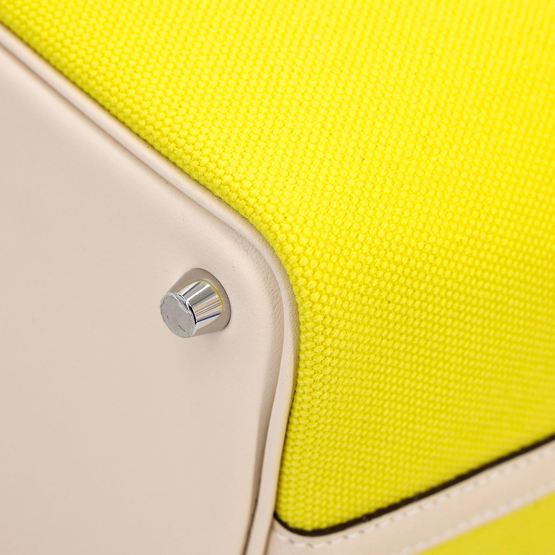 未使用保存品 HERMÈS 愛馬仕 限量收藏款 Picotin 菜籃子 PM 18 Cargo 9N 糖果黃 Jaune Citron I2 奶油白 Nata Swift牛皮 帆布 銀扣 U刻 2022年 - 10