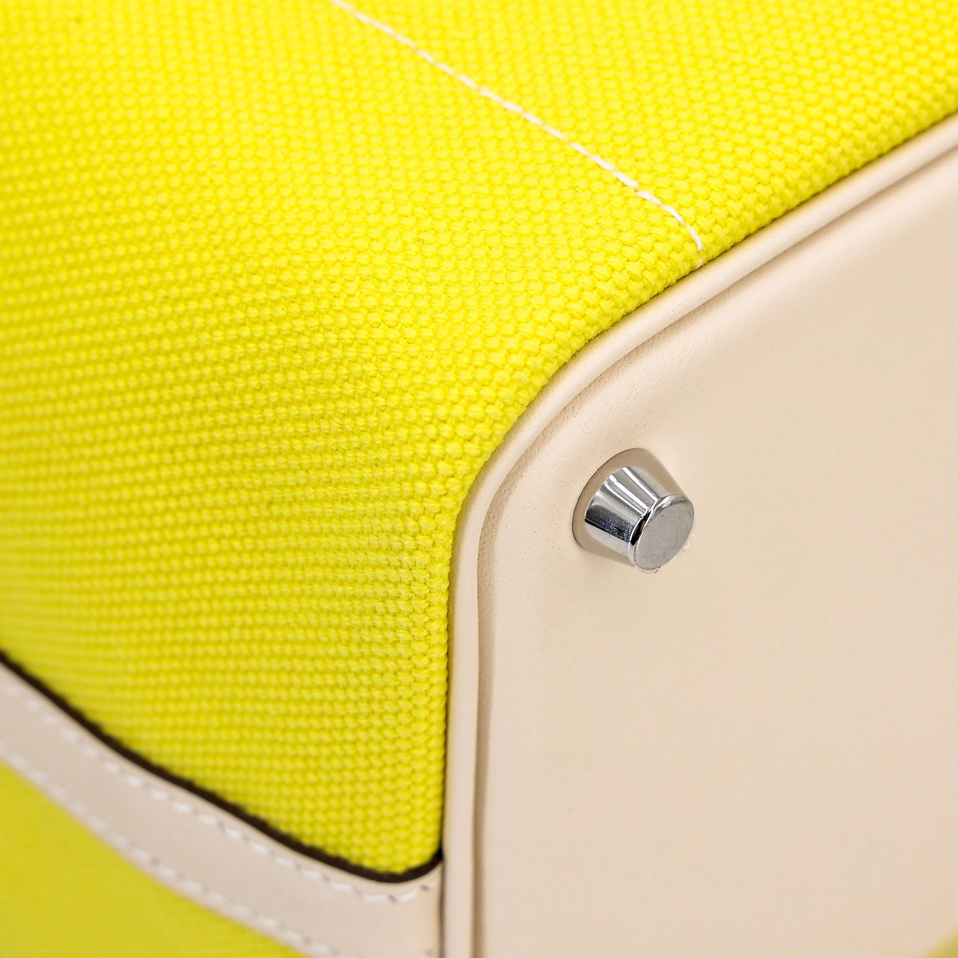 未使用保存品 HERMÈS 愛馬仕 限量收藏款 Picotin 菜籃子 PM 18 Cargo 9N 糖果黃 Jaune Citron I2 奶油白 Nata Swift牛皮 帆布 銀扣 U刻 2022年 - 11