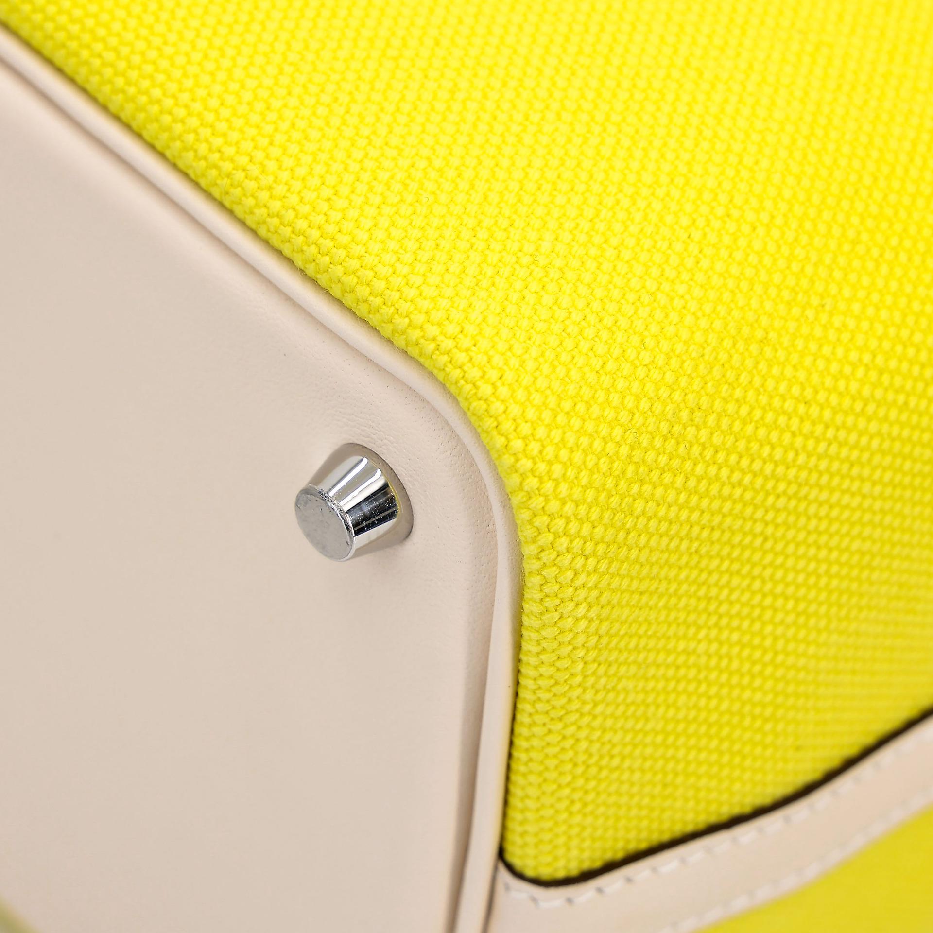 未使用保存品 HERMÈS 愛馬仕 限量收藏款 Picotin 菜籃子 PM 18 Cargo 9N 糖果黃 Jaune Citron I2 奶油白 Nata Swift牛皮 帆布 銀扣 U刻 2022年 - 12