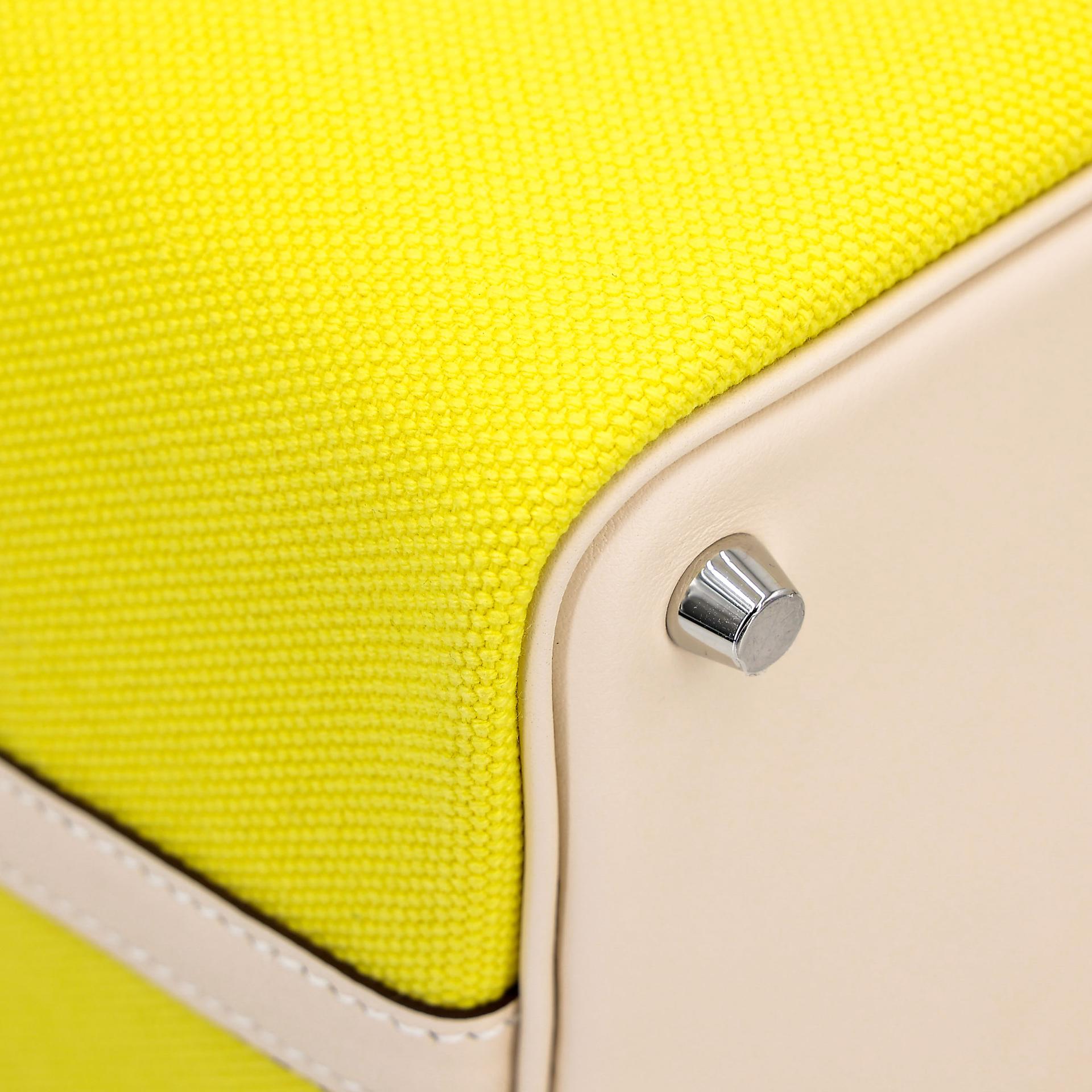 未使用保存品 HERMÈS 愛馬仕 限量收藏款 Picotin 菜籃子 PM 18 Cargo 9N 糖果黃 Jaune Citron I2 奶油白 Nata Swift牛皮 帆布 銀扣 U刻 2022年 - 13