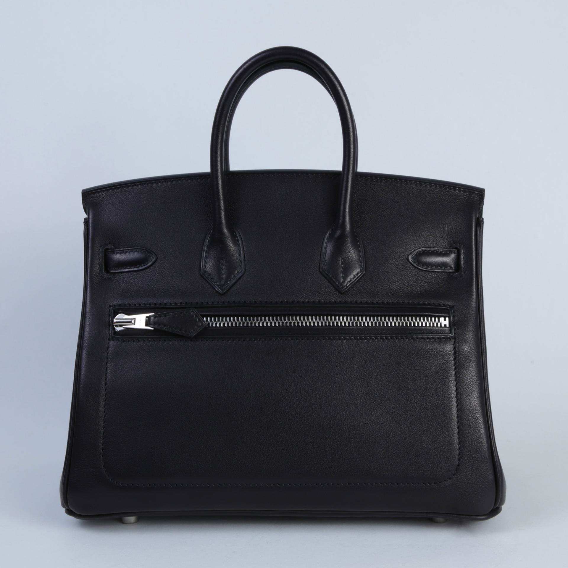 Brand New ( Rank N ) HERMÈS Limited Edition Birkin 25 Rock Noir (89) Volupto calfskin Palladium hardware W (2024) - 2
