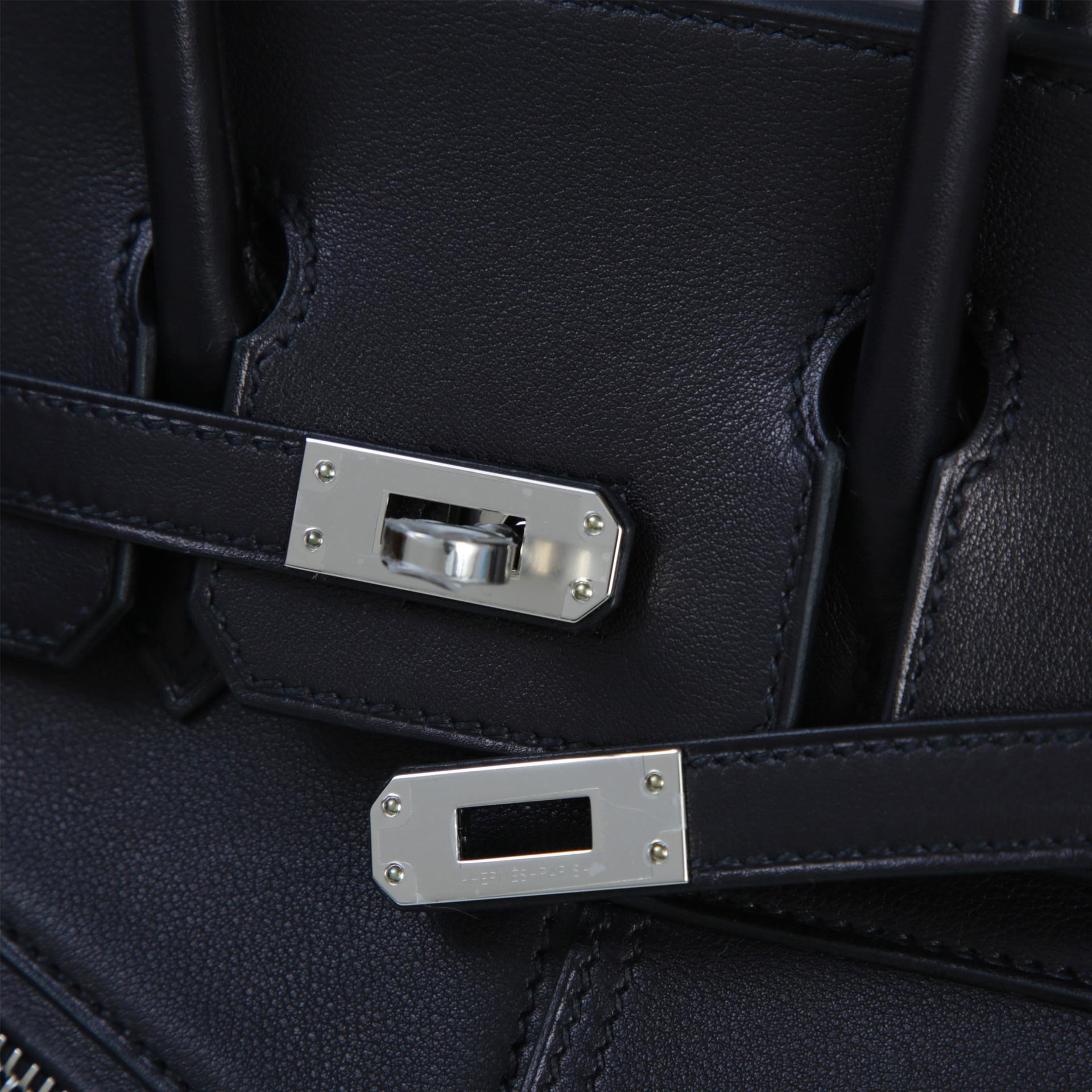 Brand New ( Rank N ) HERMÈS Limited Edition Birkin 25 Rock Noir (89) Volupto calfskin Palladium hardware W (2024) - 8