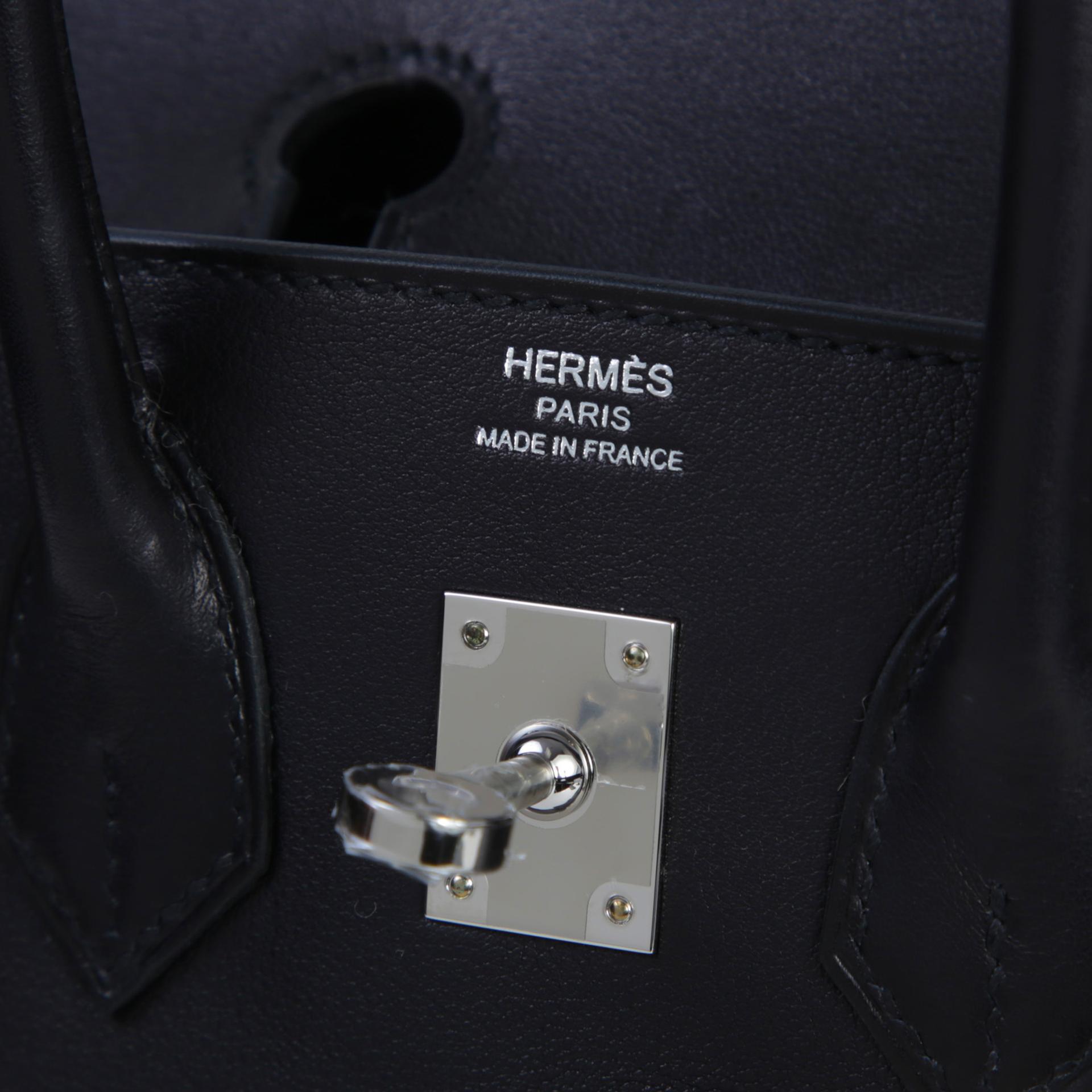 Brand New ( Rank N ) HERMÈS Limited Edition Birkin 25 Rock Noir (89) Volupto calfskin Palladium hardware W (2024) - 10