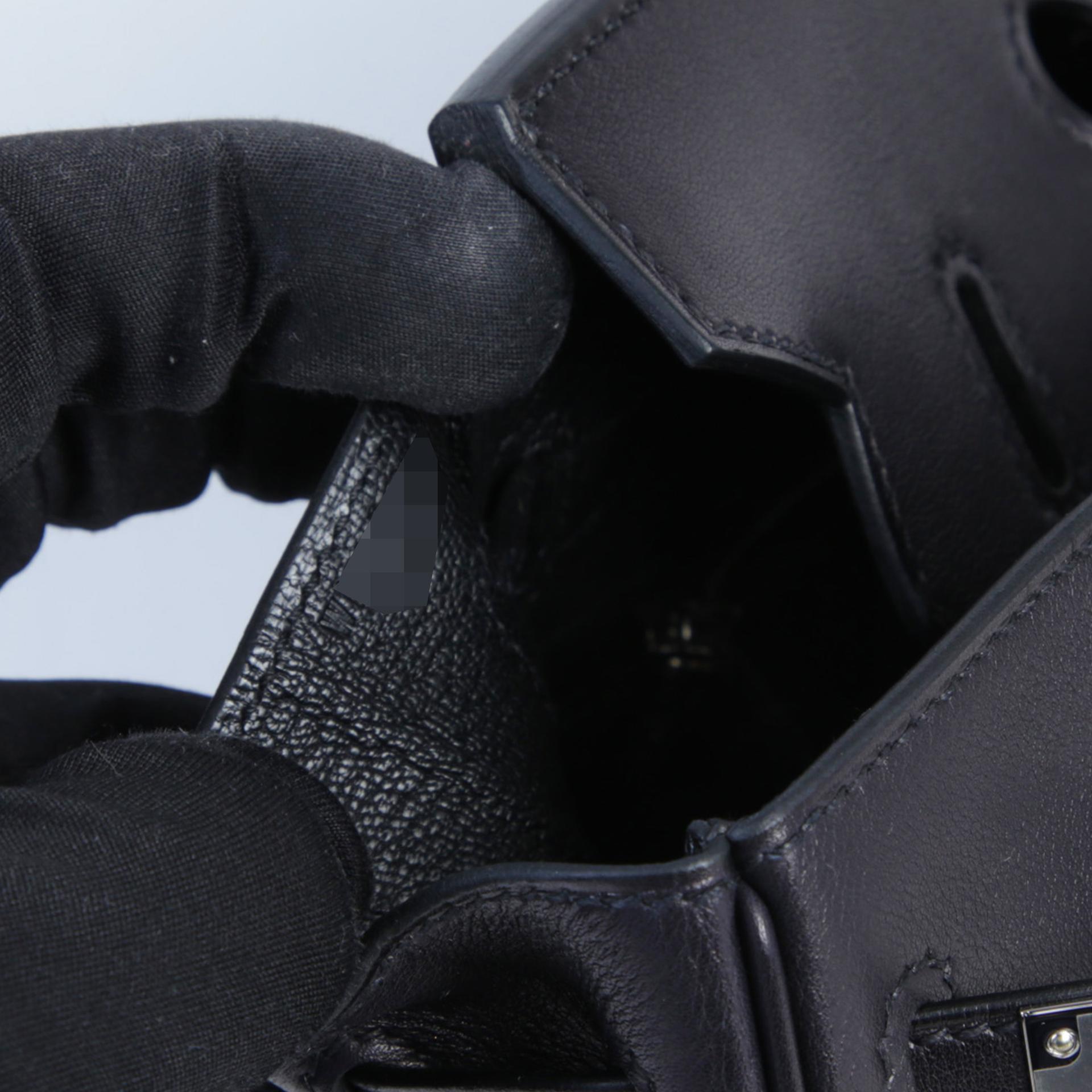 Brand New ( Rank N ) HERMÈS Limited Edition Birkin 25 Rock Noir (89) Volupto calfskin Palladium hardware W (2024) - 14
