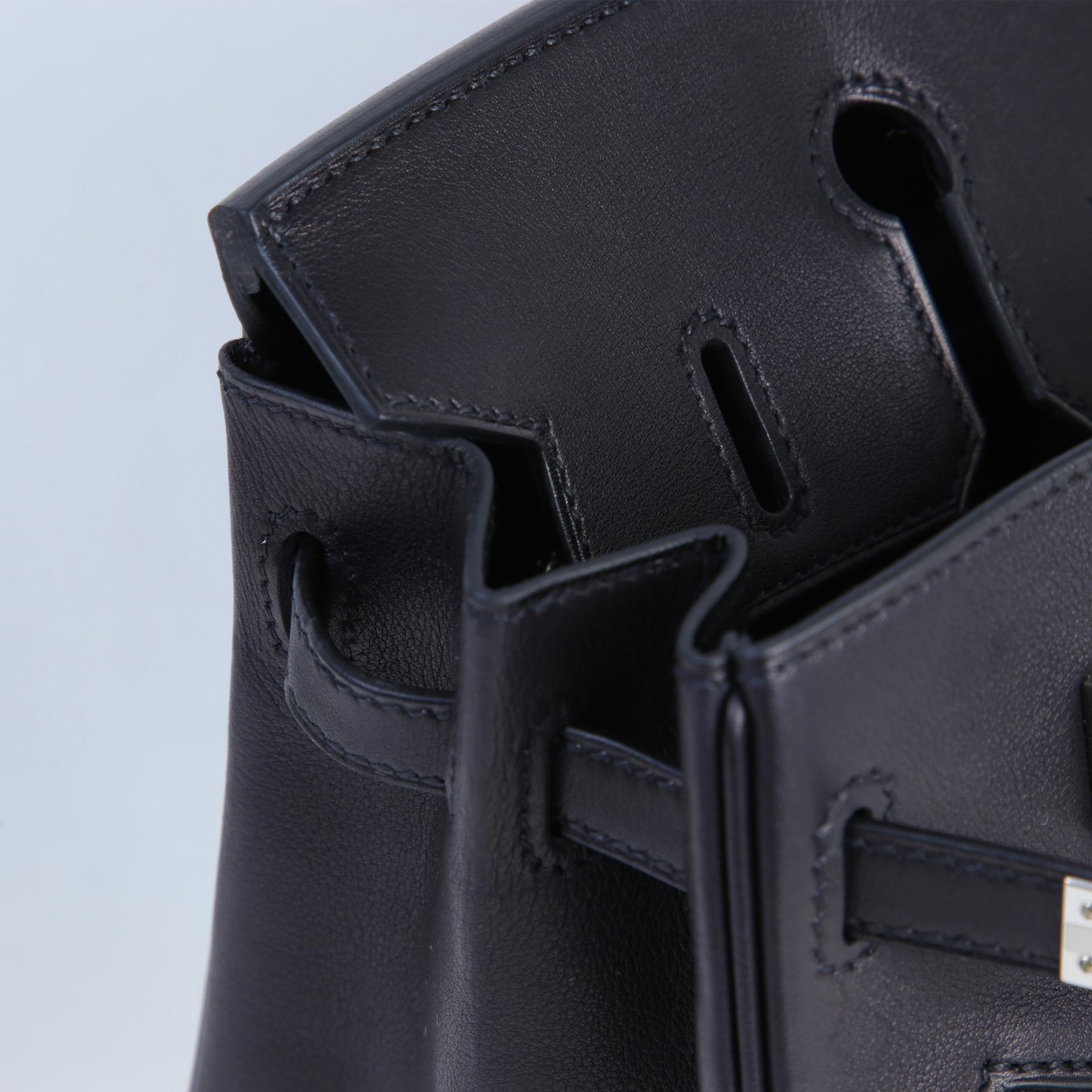 Brand New ( Rank N ) HERMÈS Limited Edition Birkin 25 Rock Noir (89) Volupto calfskin Palladium hardware W (2024) - 12