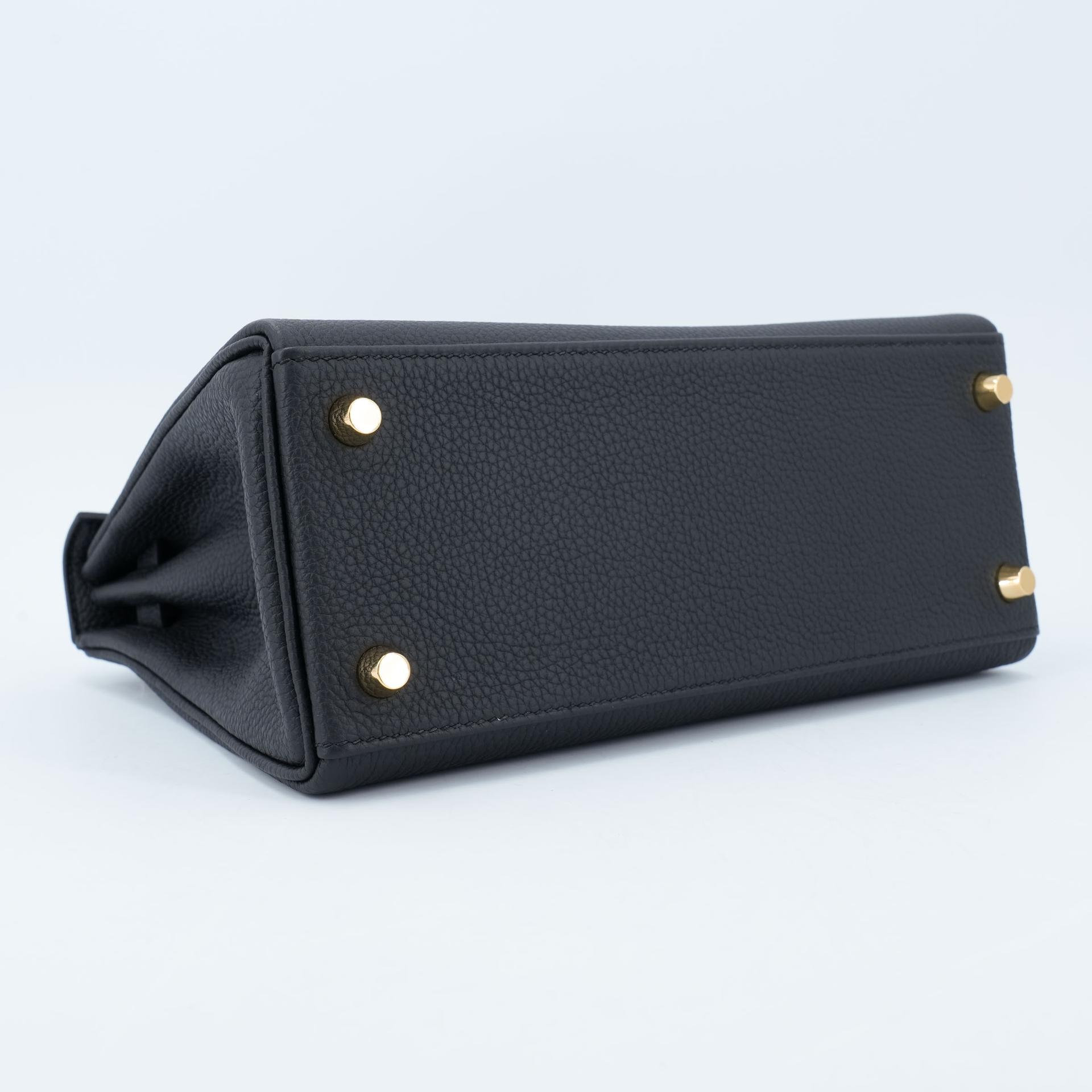 Brand New ( Rank N )  HERMÈS  Kelly 25 Noir (89) Togo Gold hardware K (2025) - 6