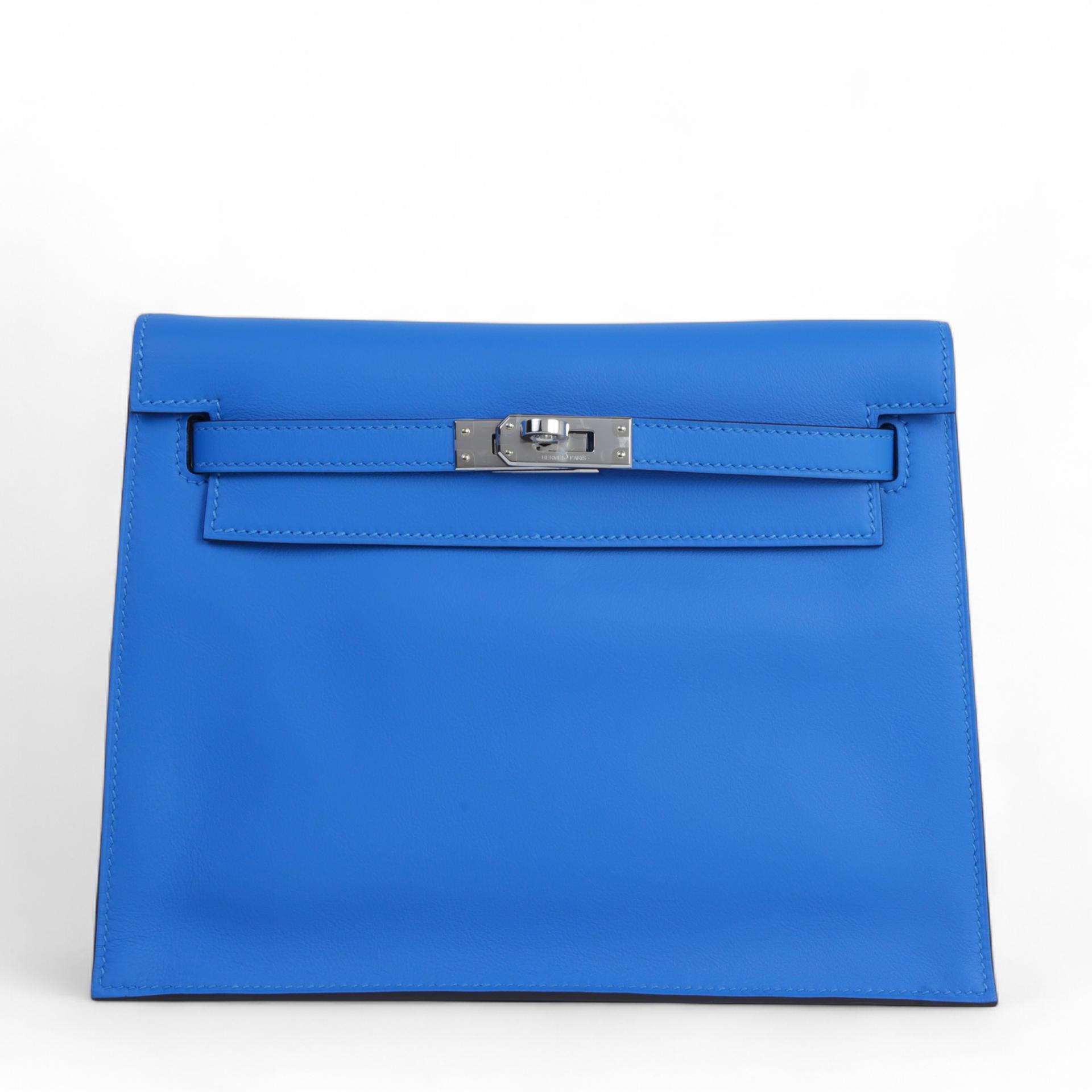 Brand New ( Rank N ) HERMÈS Kelly Danse Bleu Hydra (T7) Swift Palladium hardware K (2025) - 1