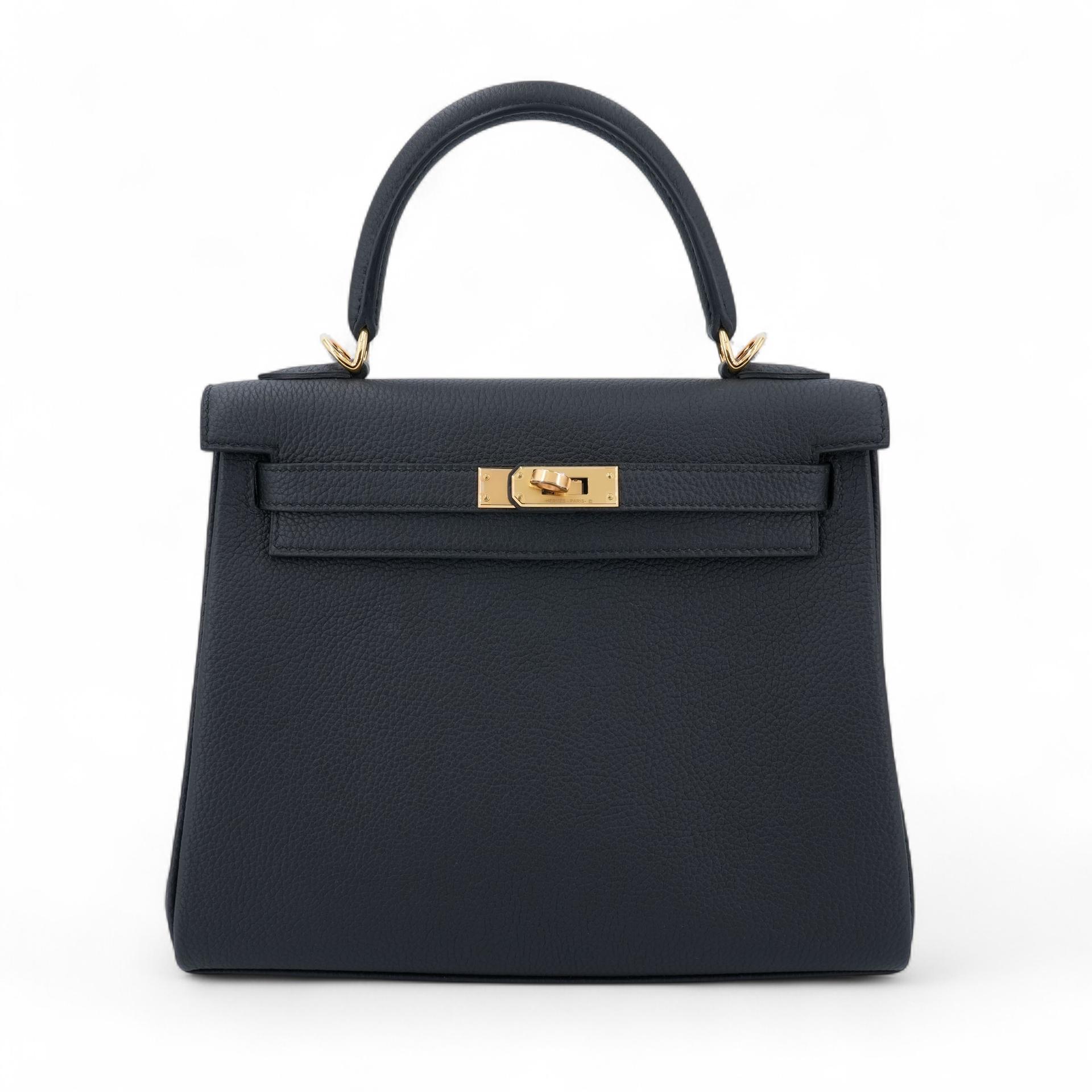 Brand New ( Rank N )  HERMÈS  Kelly 25 Noir (89) Togo Gold hardware K (2025) - 1