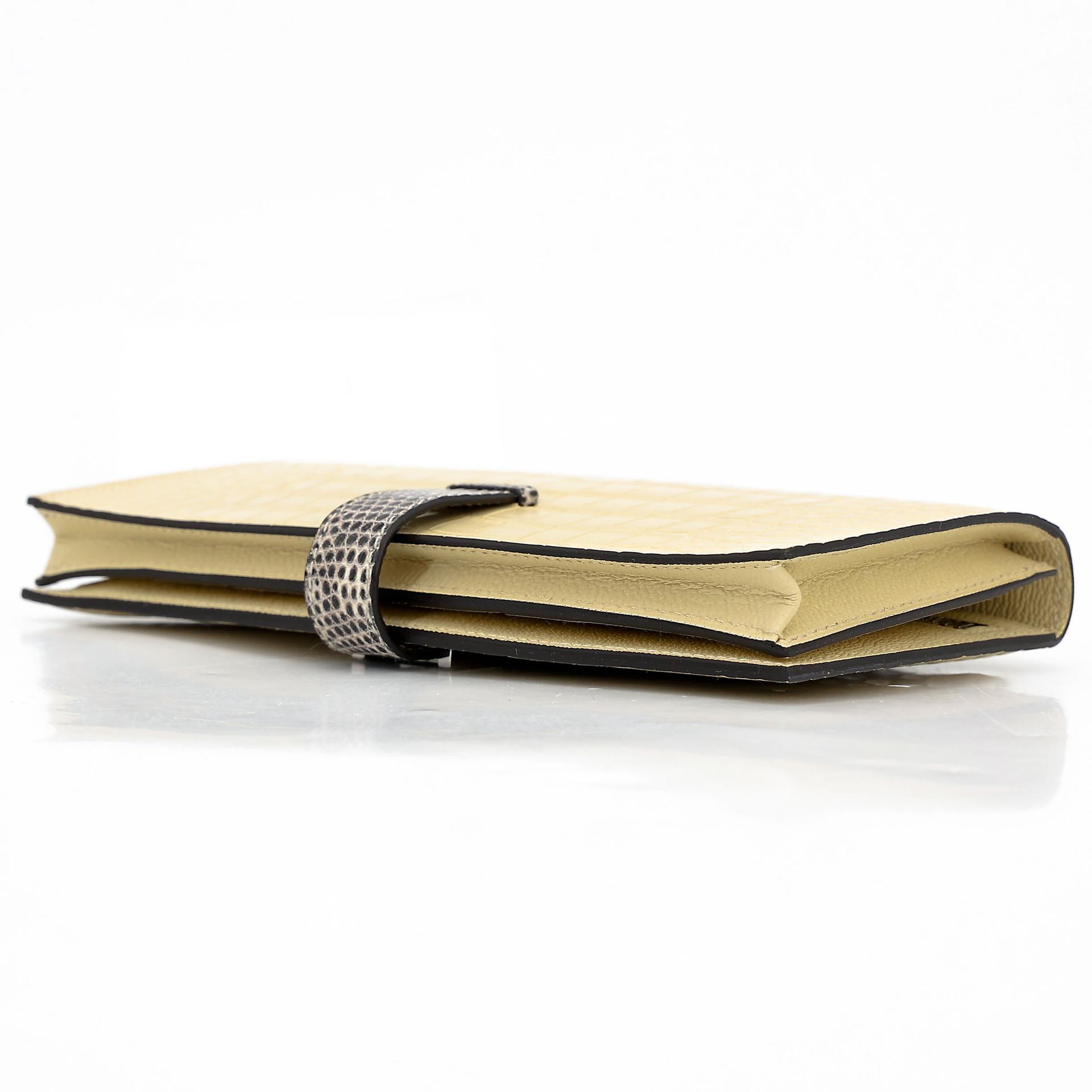 Unused ( Rank NS )  HERMÈS  Bearn Souffle wallet Vanille (Y1) Ombre (1B) Matte Alligator Lizard Palladium hardware C (2018) - 8