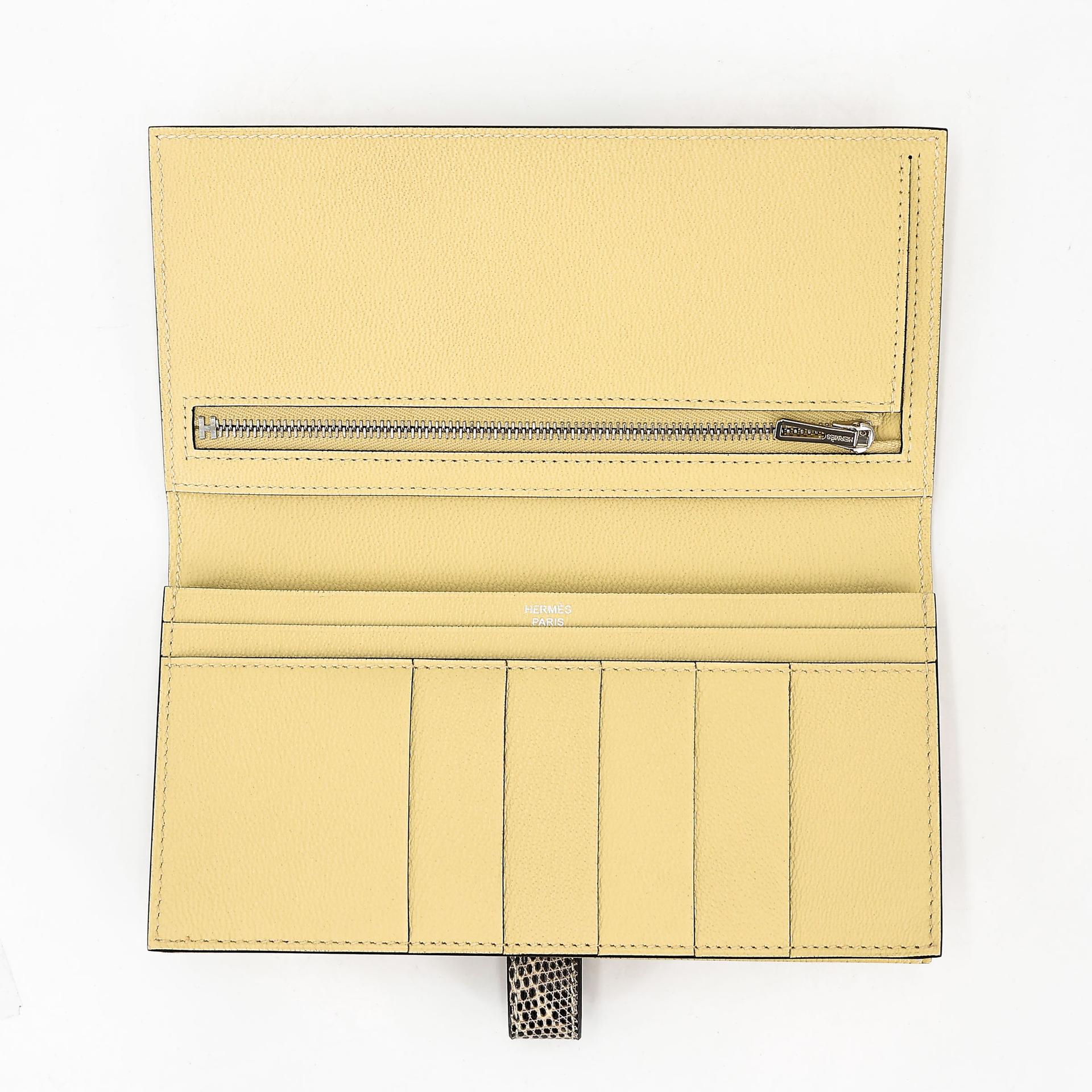Unused ( Rank NS )  HERMÈS  Bearn Souffle wallet Vanille (Y1) Ombre (1B) Matte Alligator Lizard Palladium hardware C (2018) - 11