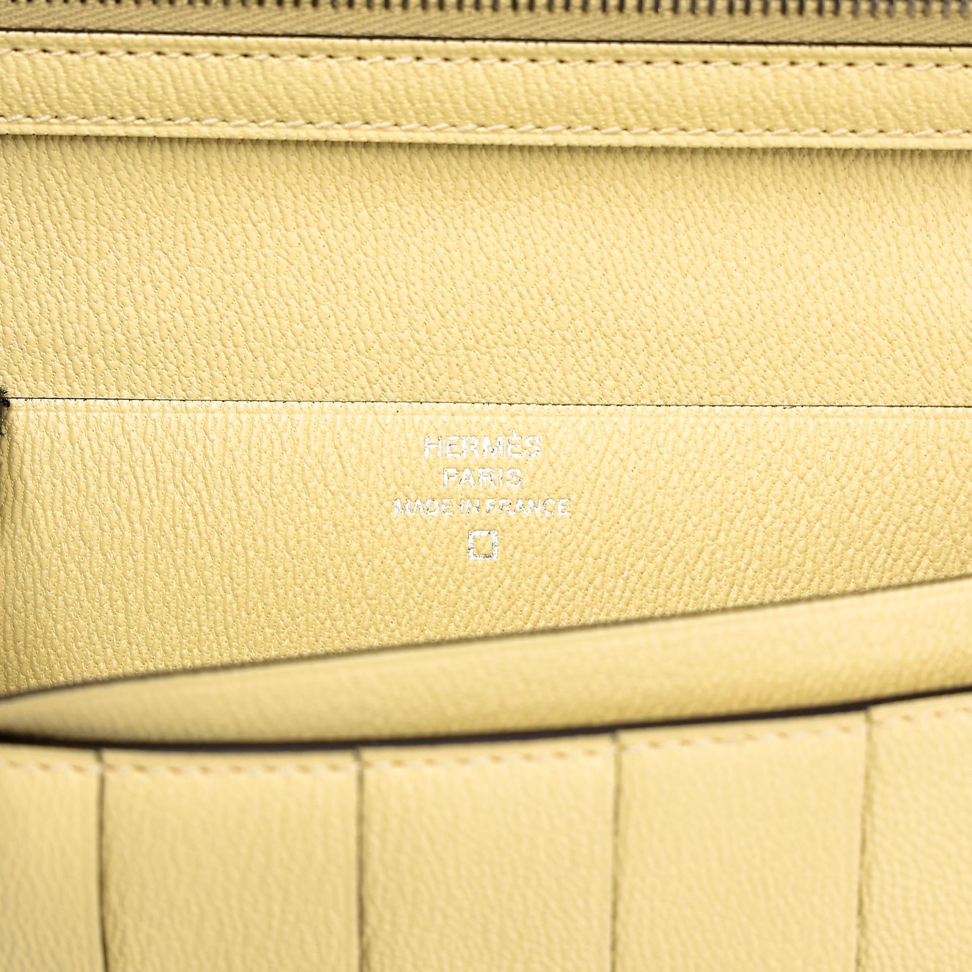 Unused ( Rank NS )  HERMÈS  Bearn Souffle wallet Vanille (Y1) Ombre (1B) Matte Alligator Lizard Palladium hardware C (2018) - 12