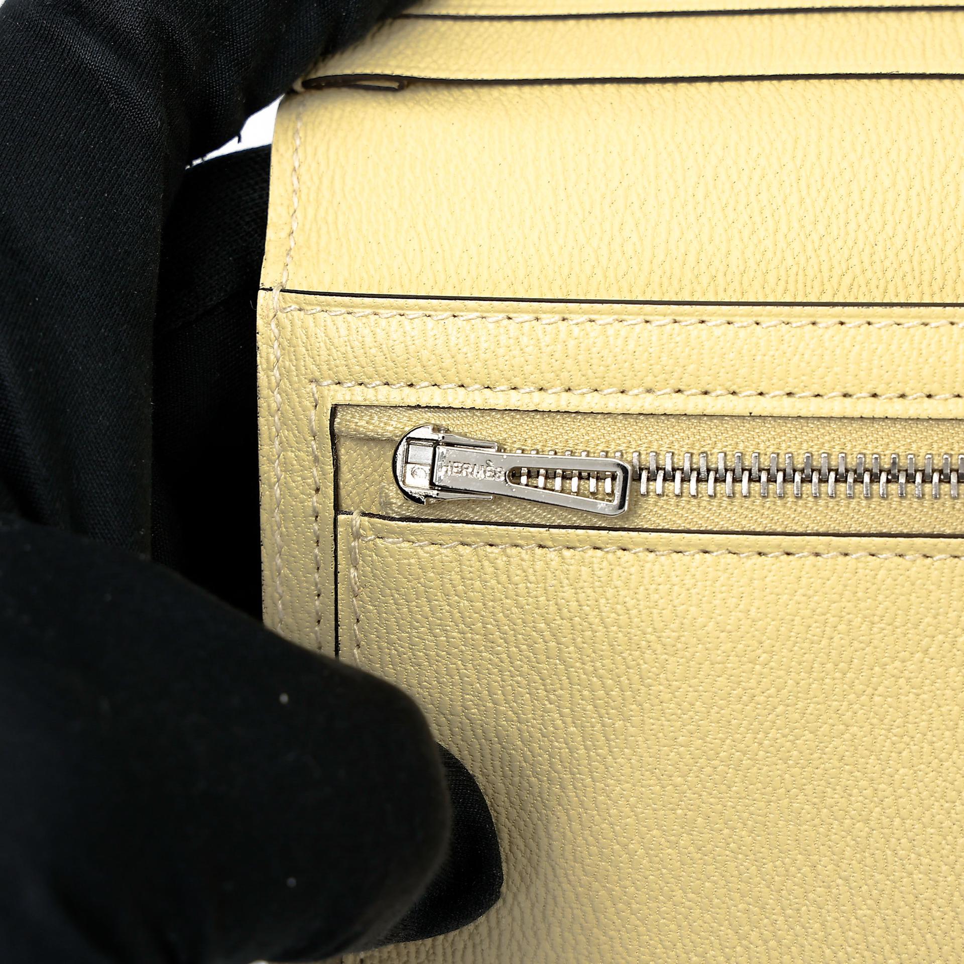 Unused ( Rank NS )  HERMÈS  Bearn Souffle wallet Vanille (Y1) Ombre (1B) Matte Alligator Lizard Palladium hardware C (2018) - 13