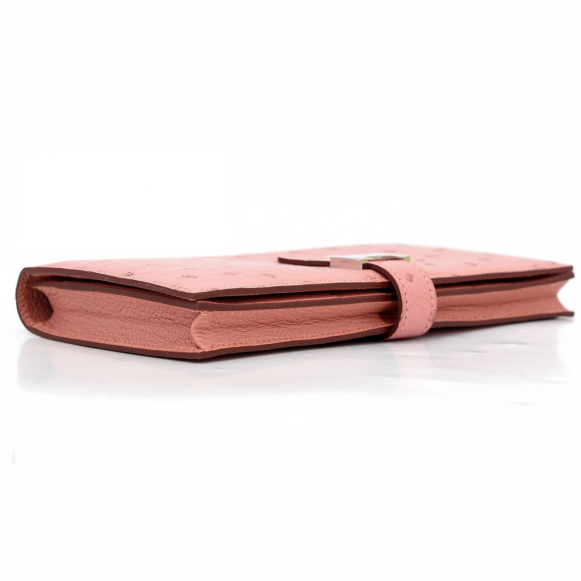 Unused ( Rank NS )  HERMÈS  Bearn Souffle wallet Terre Cuite (94) Ostrich Palladium hardware X (2016) - 5