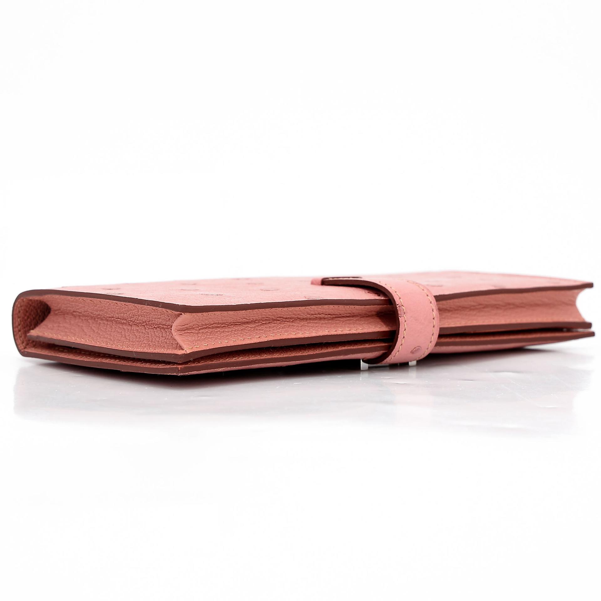 Unused ( Rank NS )  HERMÈS  Bearn Souffle wallet Terre Cuite (94) Ostrich Palladium hardware X (2016) - 7
