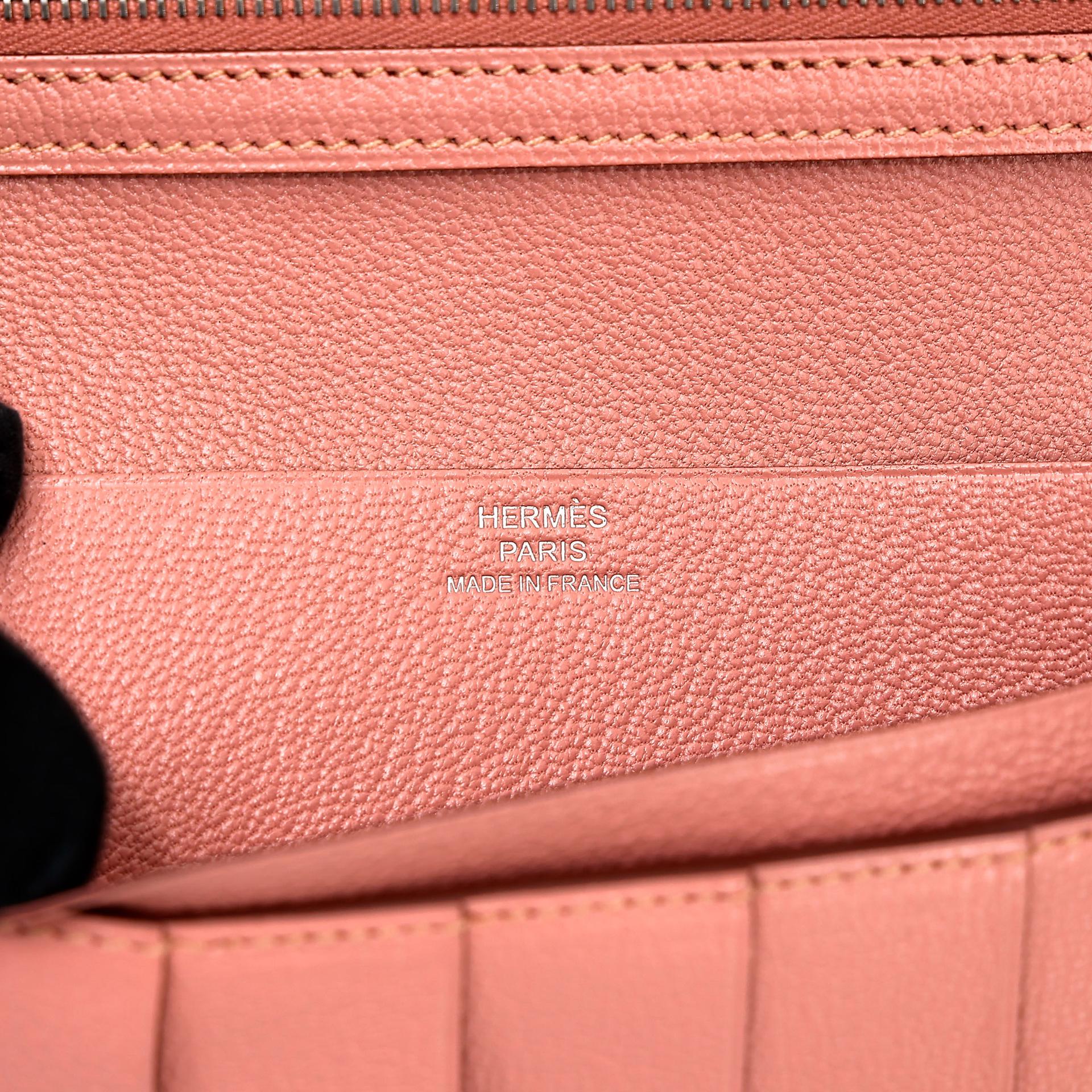 Unused ( Rank NS )  HERMÈS  Bearn Souffle wallet Terre Cuite (94) Ostrich Palladium hardware X (2016) - 10