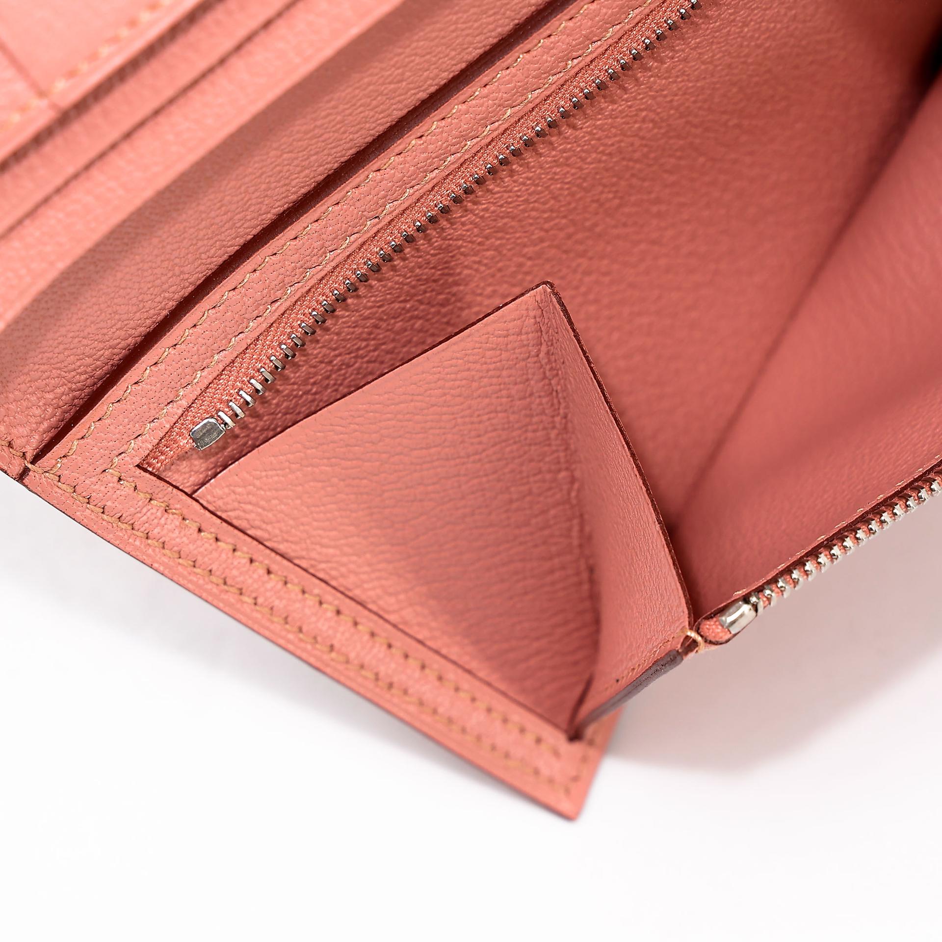 Unused ( Rank NS )  HERMÈS  Bearn Souffle wallet Terre Cuite (94) Ostrich Palladium hardware X (2016) - 17