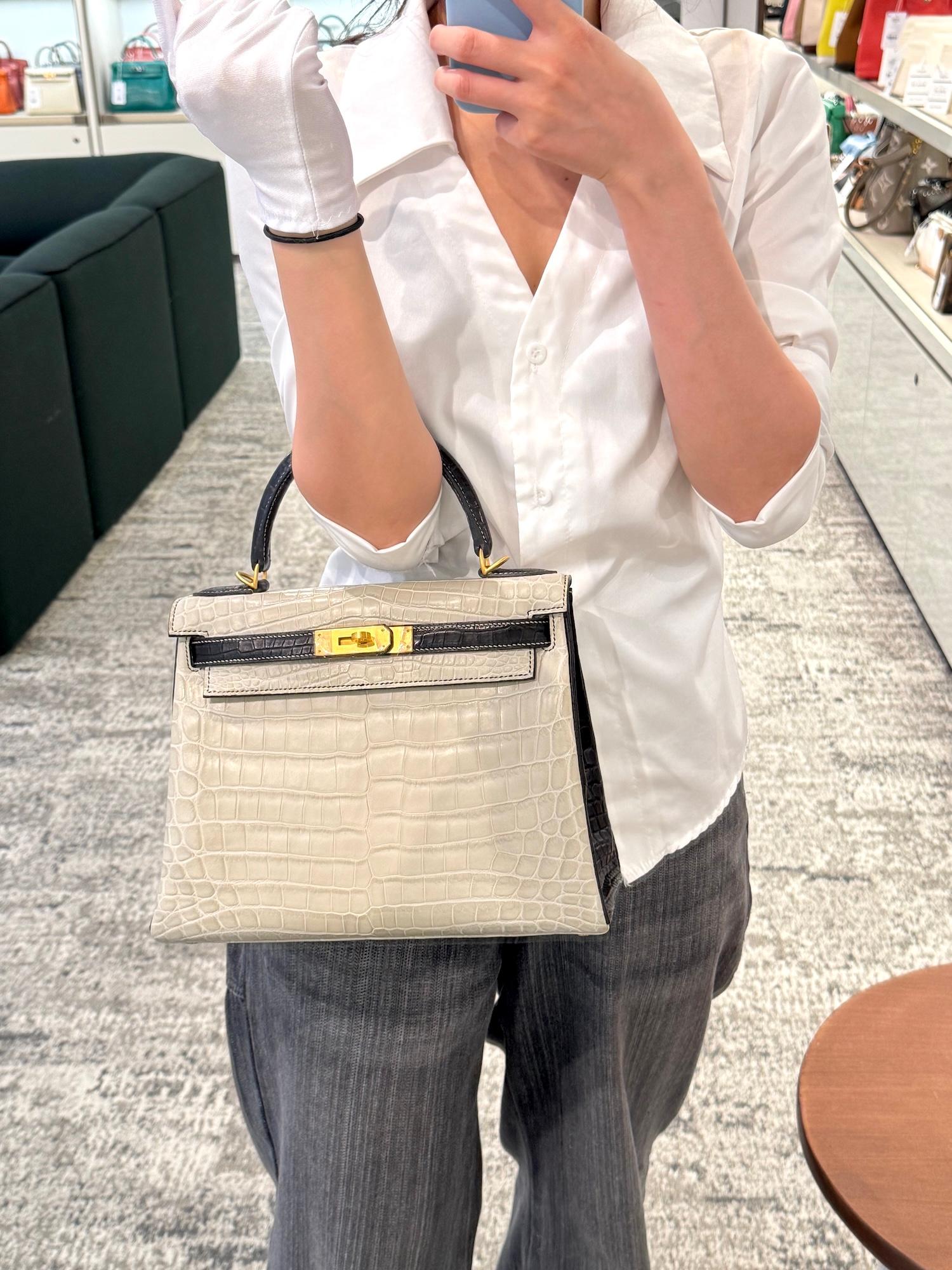 ランク NS 未使用品 HERMÈS エルメス ケリー28 ブラック (89) ベトン (8L) クロコダイル ニロティカス マット マットゴールド金具 A刻印 - 3