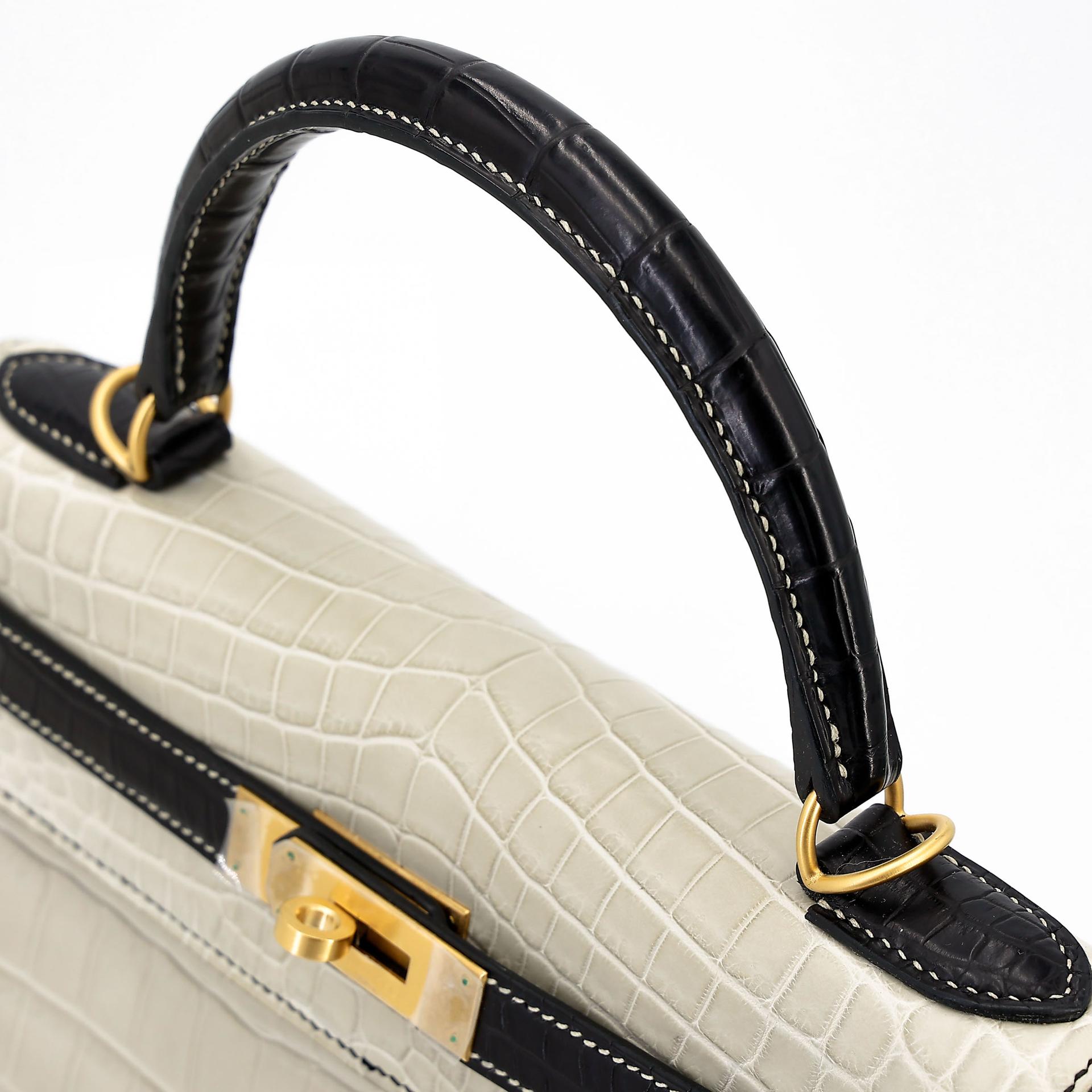 ランク NS 未使用品 HERMÈS エルメス ケリー28 ブラック (89) ベトン (8L) クロコダイル ニロティカス マット マットゴールド金具 A刻印 - 5