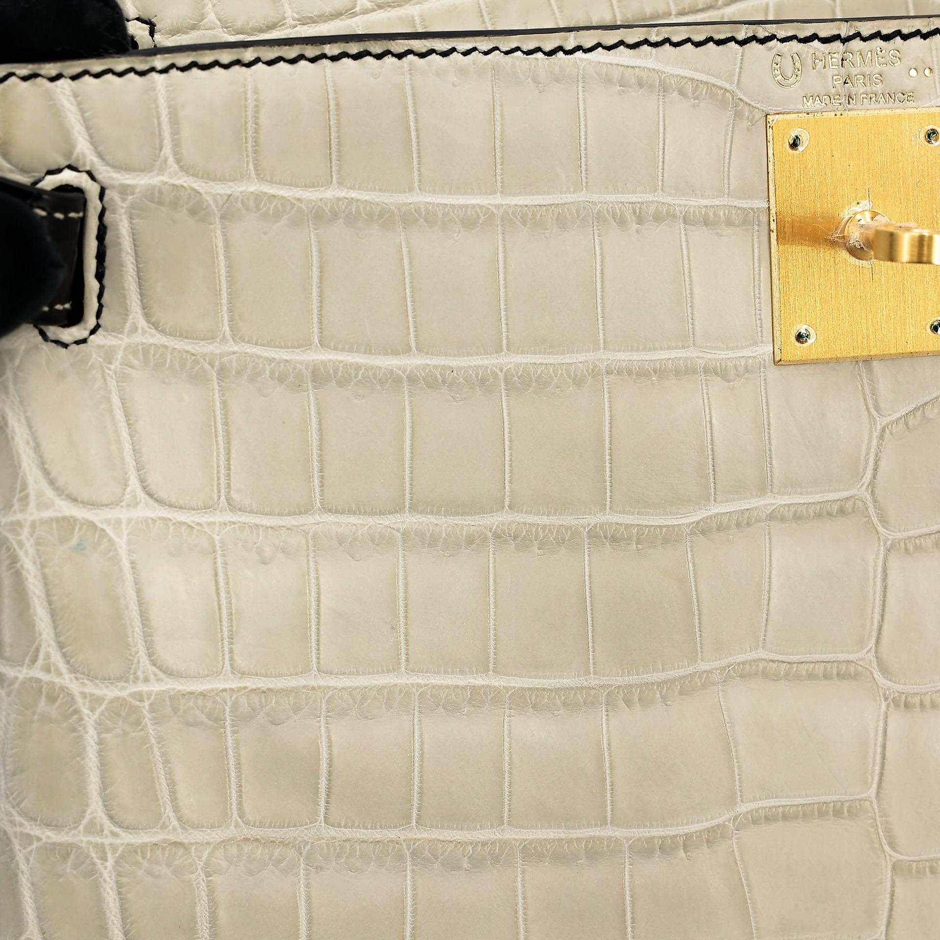 ランク NS 未使用品 HERMÈS エルメス ケリー28 ブラック (89) ベトン (8L) クロコダイル ニロティカス マット マットゴールド金具 A刻印 - 13