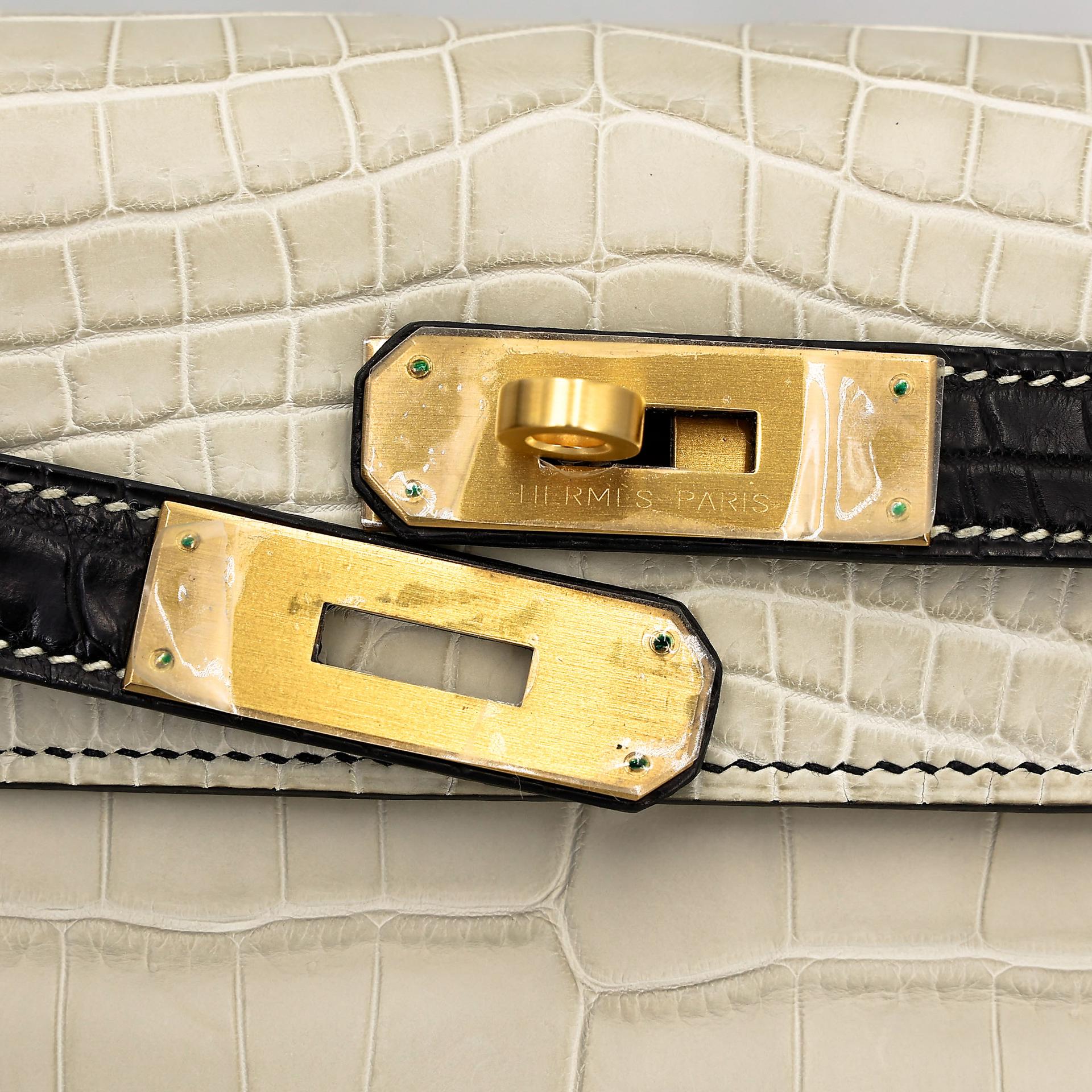 ランク NS 未使用品 HERMÈS エルメス ケリー28 ブラック (89) ベトン (8L) クロコダイル ニロティカス マット マットゴールド金具 A刻印 - 14