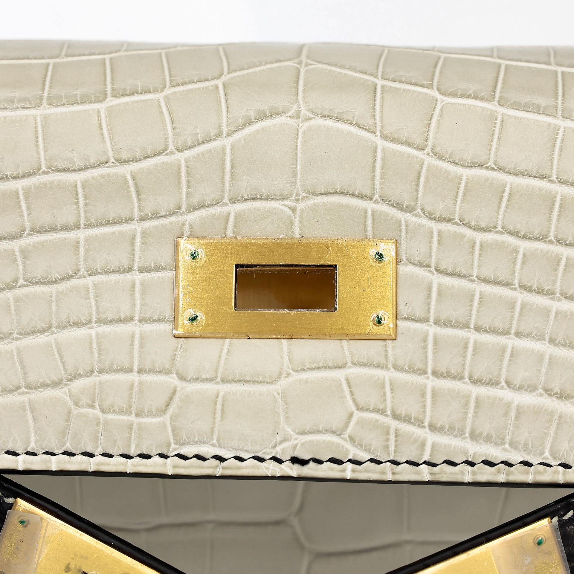 ランク NS 未使用品 HERMÈS エルメス ケリー28 ブラック (89) ベトン (8L) クロコダイル ニロティカス マット マットゴールド金具 A刻印 - 17