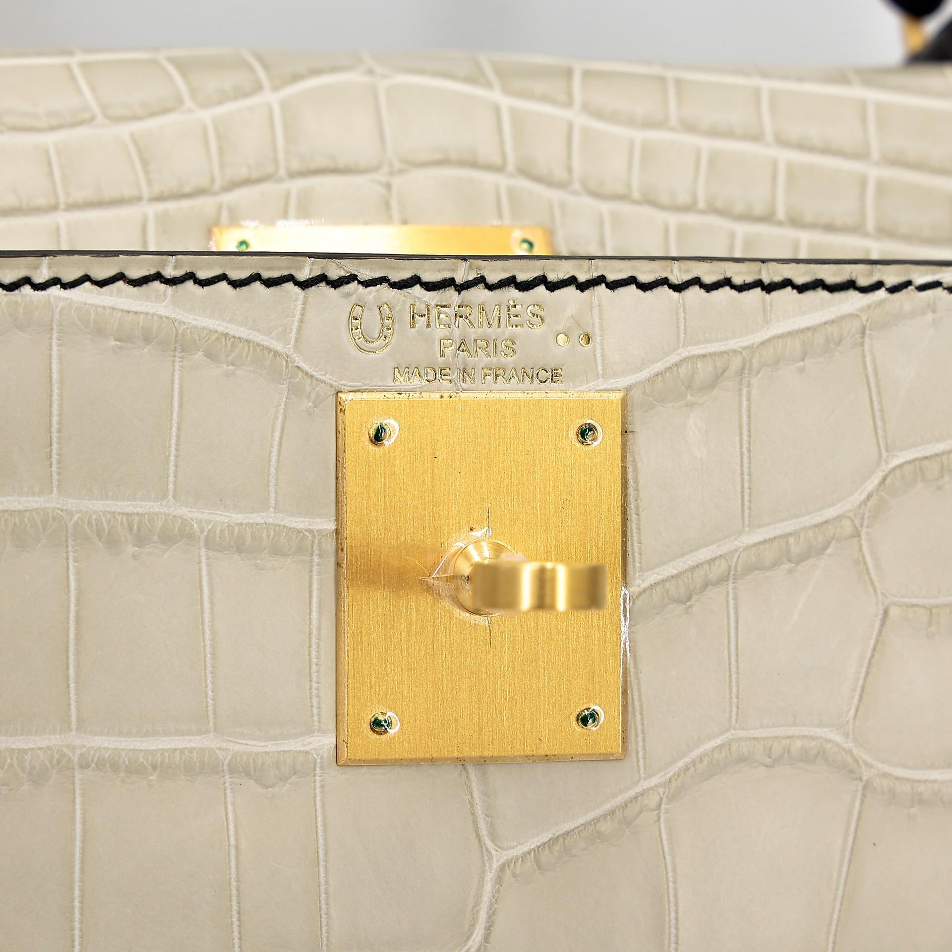 ランク NS 未使用品 HERMÈS エルメス ケリー28 ブラック (89) ベトン (8L) クロコダイル ニロティカス マット マットゴールド金具 A刻印 - 20