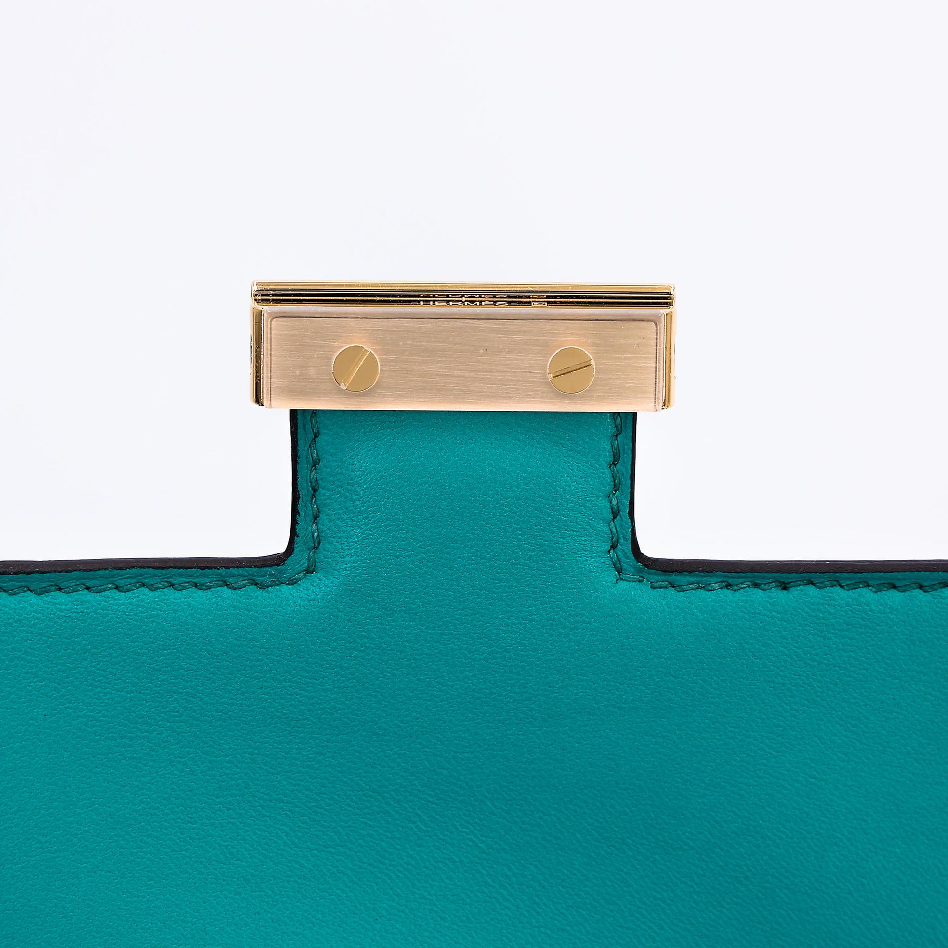ランク A HERMÈS エルメス コンスタンス3 ミニ ブルーパオン (7F) クロコダイル アリゲーター マット ゴールド金具 D刻印 - 17