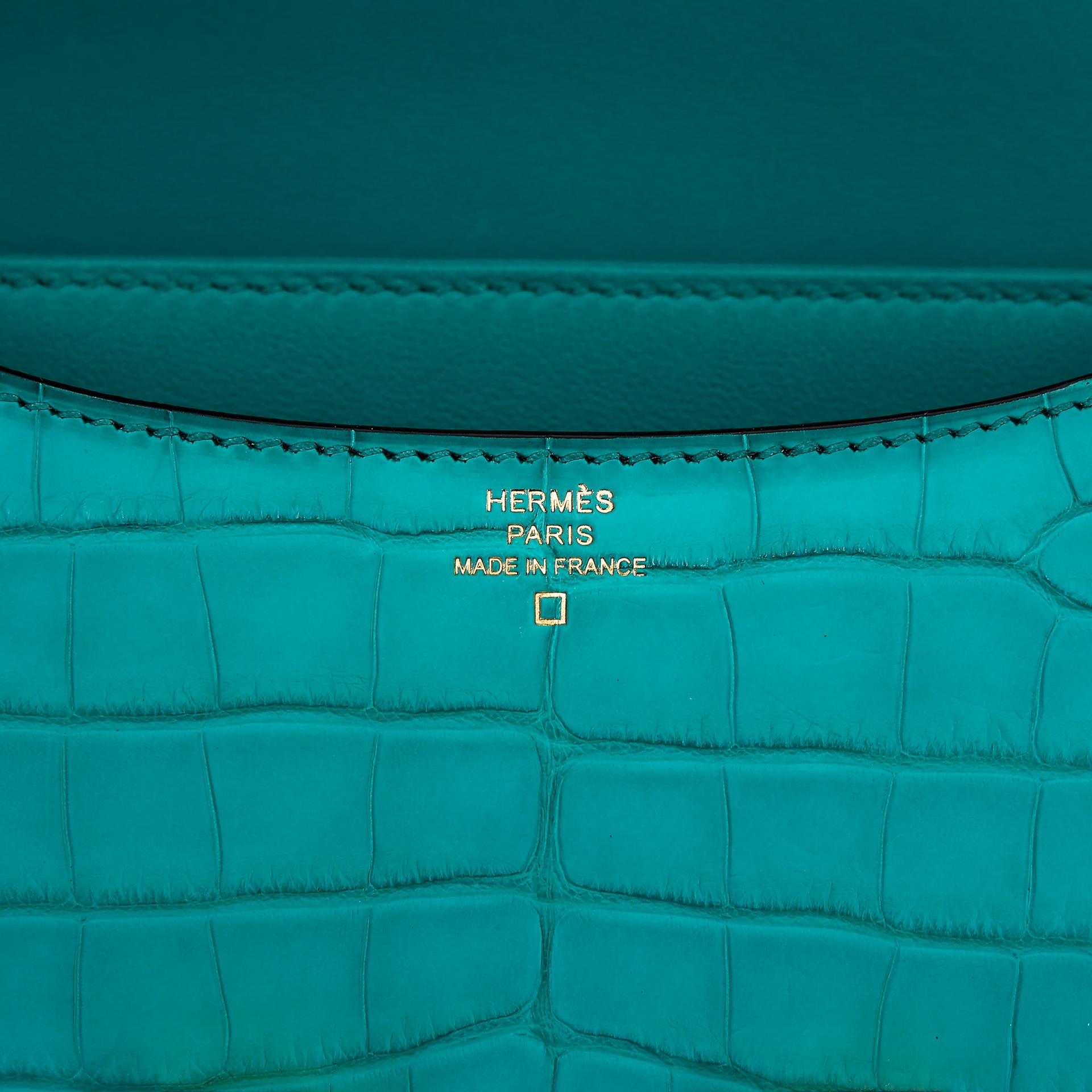 ランク A HERMÈS エルメス コンスタンス3 ミニ ブルーパオン (7F) クロコダイル アリゲーター マット ゴールド金具 D刻印 - 20