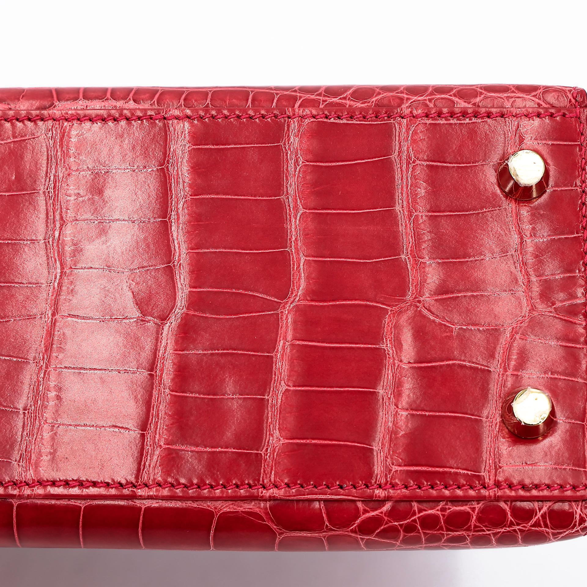 ランク A HERMÈS エルメス ケリー25 セリエ ルージュクー (S3) クロコダイル アリゲーター リセ ゴールド金具 C刻印 - 14