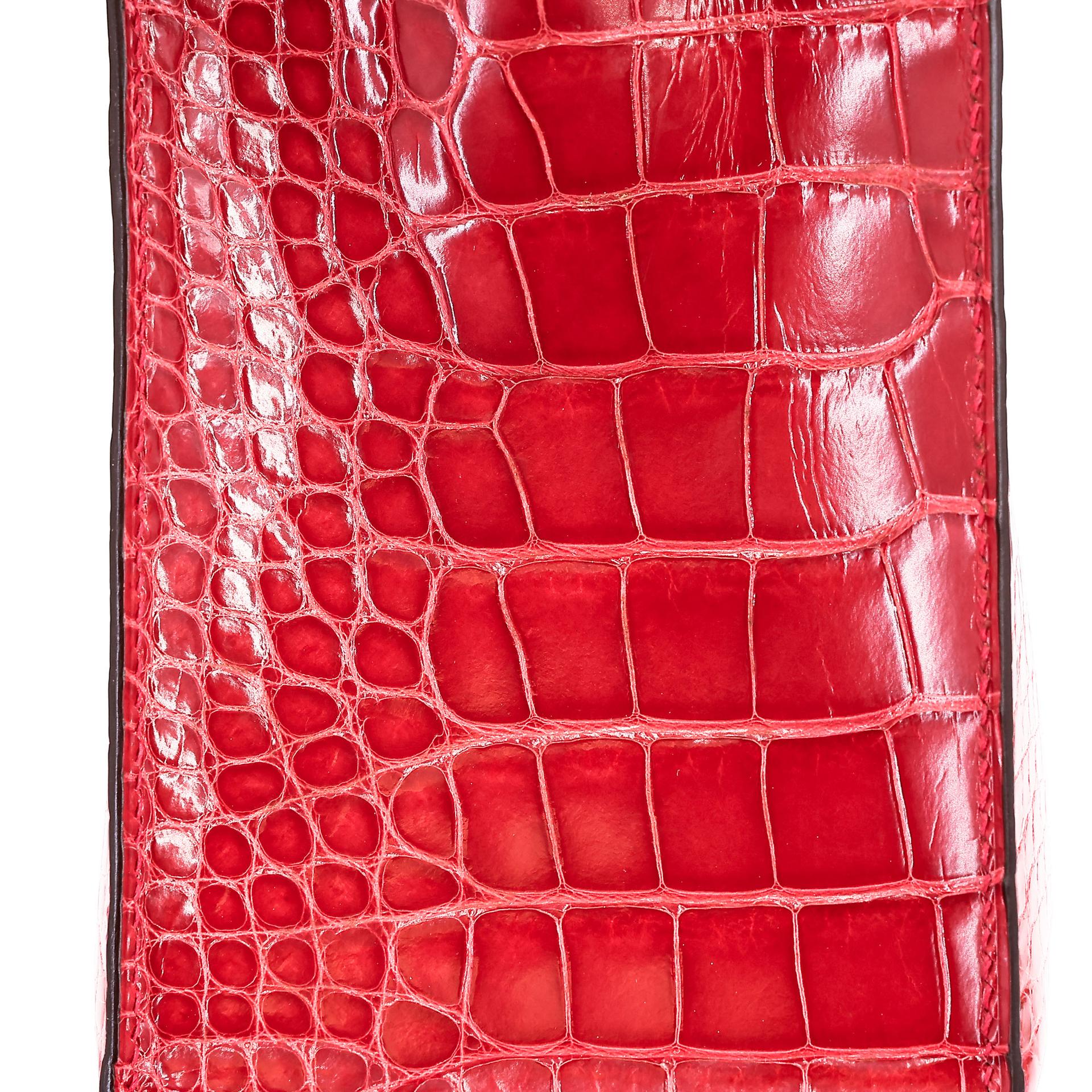 ランク A HERMÈS エルメス ケリー25 セリエ ルージュクー (S3) クロコダイル アリゲーター リセ ゴールド金具 C刻印 - 34