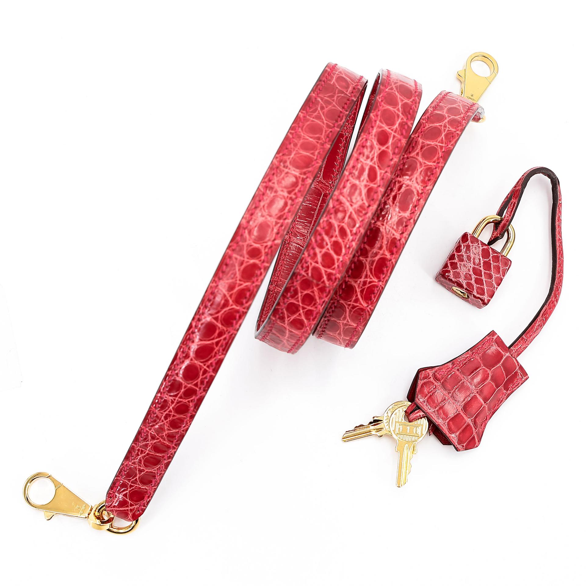 ランク A HERMÈS エルメス ケリー25 セリエ ルージュクー (S3) クロコダイル アリゲーター リセ ゴールド金具 C刻印 - 44