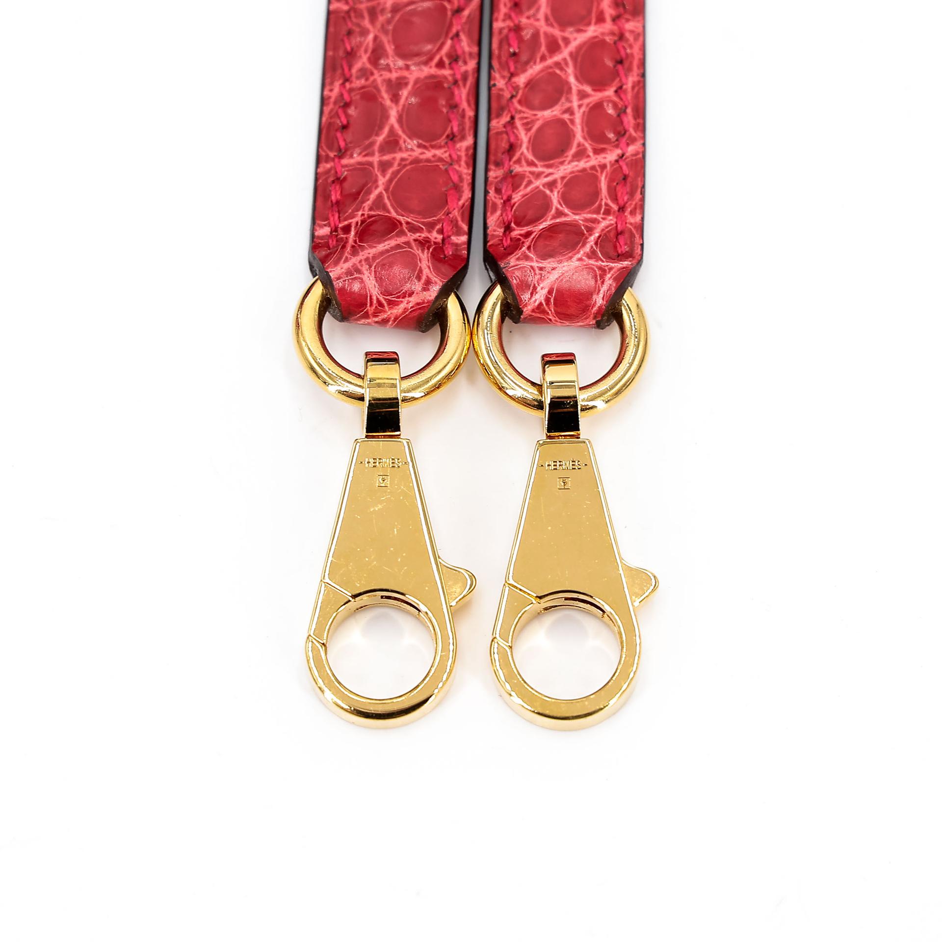ランク A HERMÈS エルメス ケリー25 セリエ ルージュクー (S3) クロコダイル アリゲーター リセ ゴールド金具 C刻印 - 45