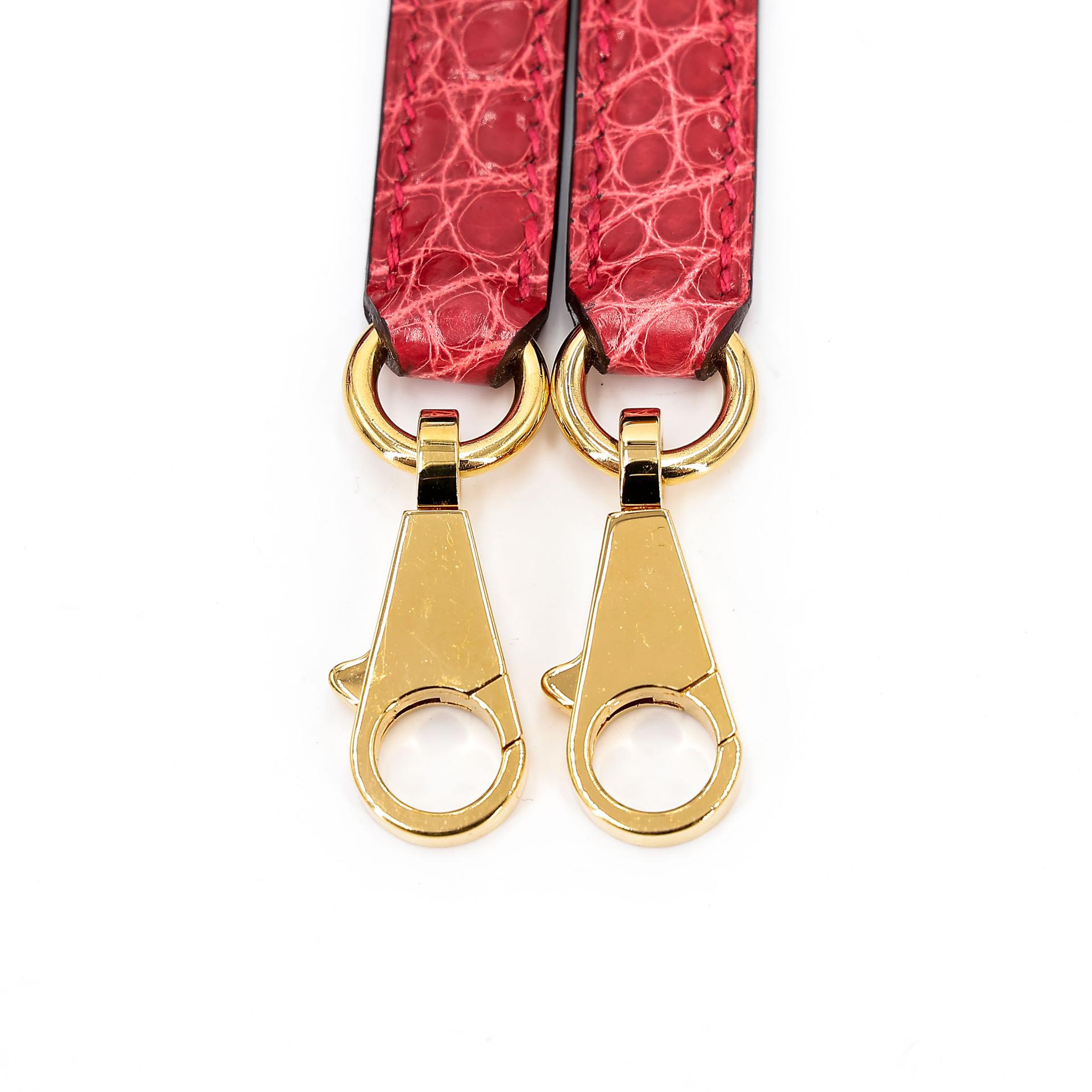 ランク A HERMÈS エルメス ケリー25 セリエ ルージュクー (S3) クロコダイル アリゲーター リセ ゴールド金具 C刻印 - 46