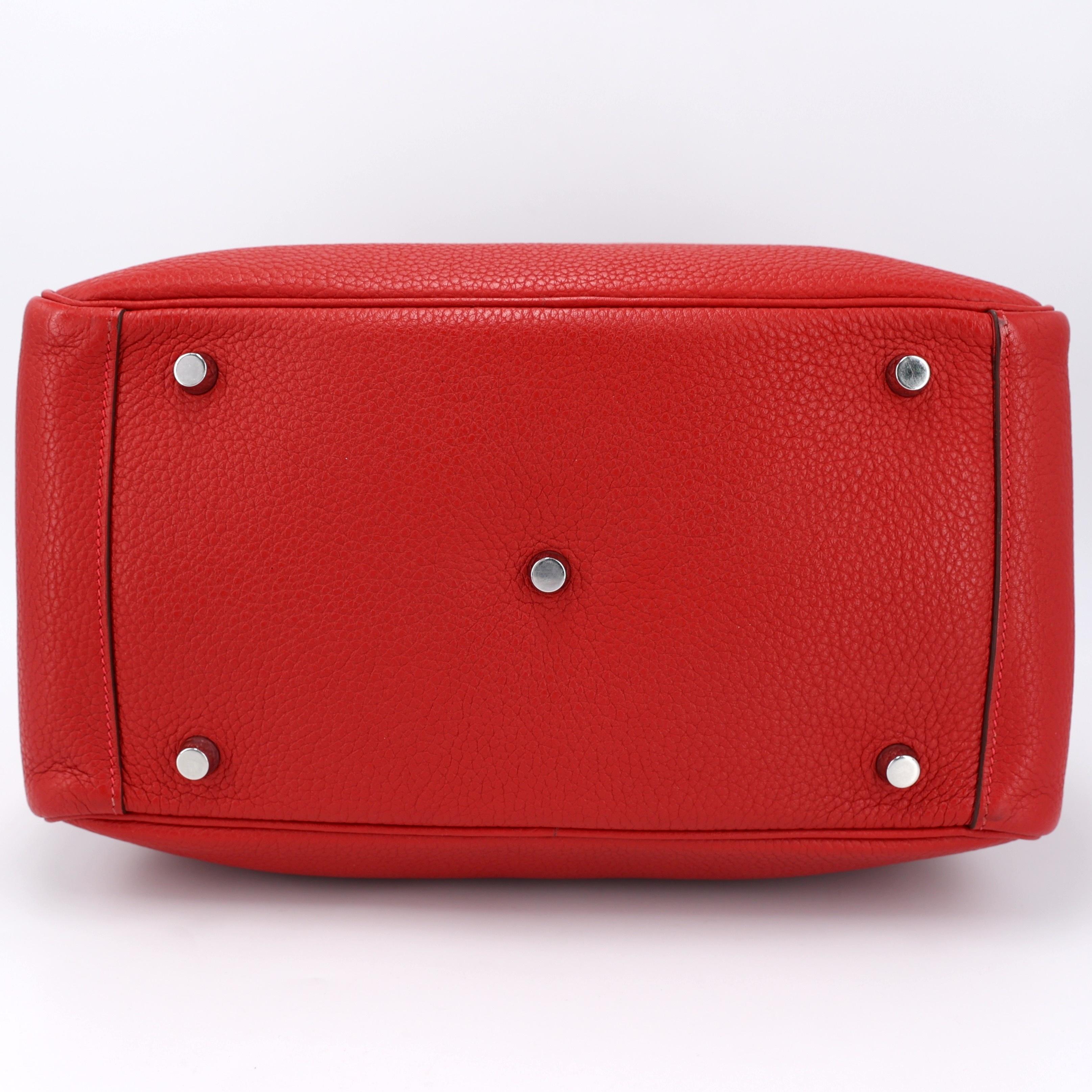 A美品 HERMÈS 愛馬仕 Lindy 30 Q5 國旗紅 Rouge Casaque Clemence小牛皮 銀扣 □Q刻 2013年 - 10